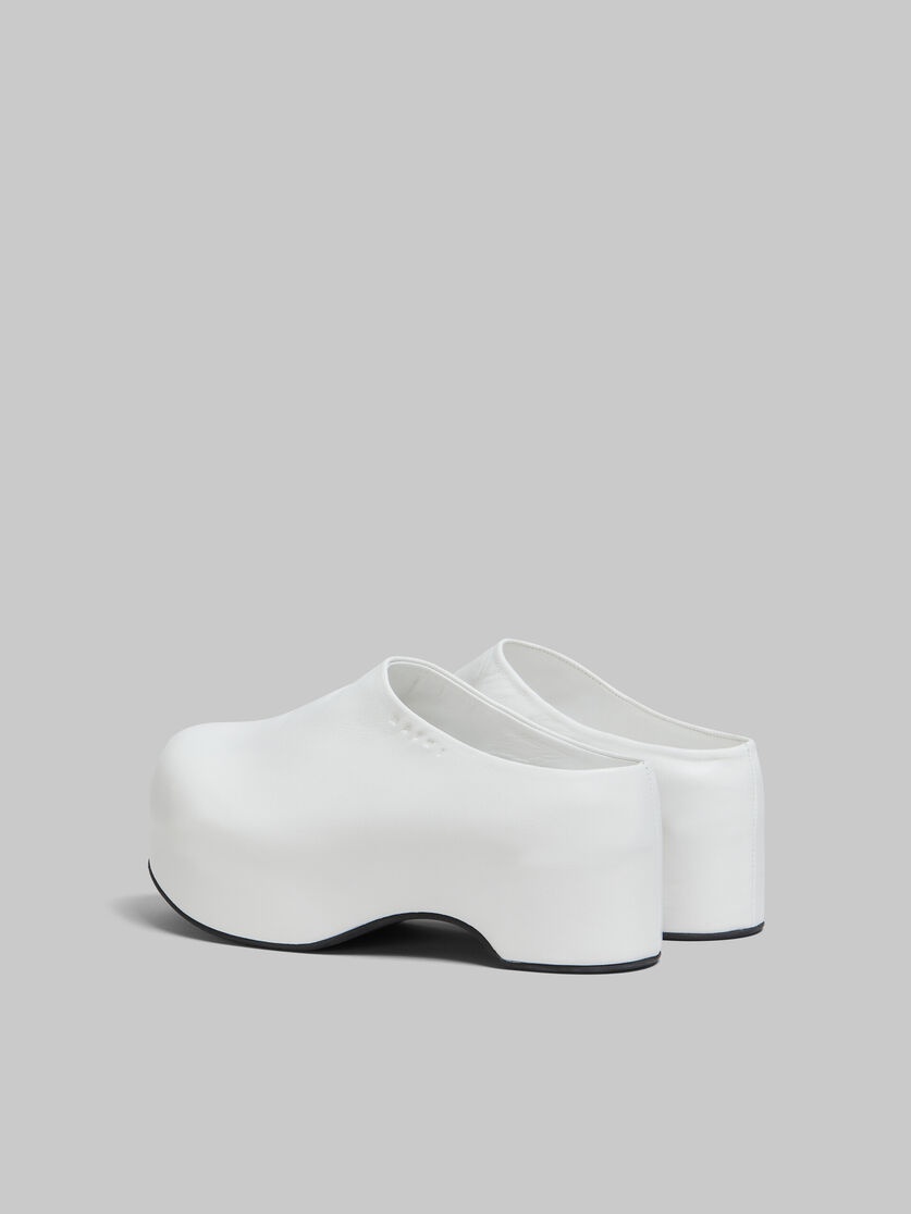 WHITE LEATHER CHUNKY CLOG SABOT - 3