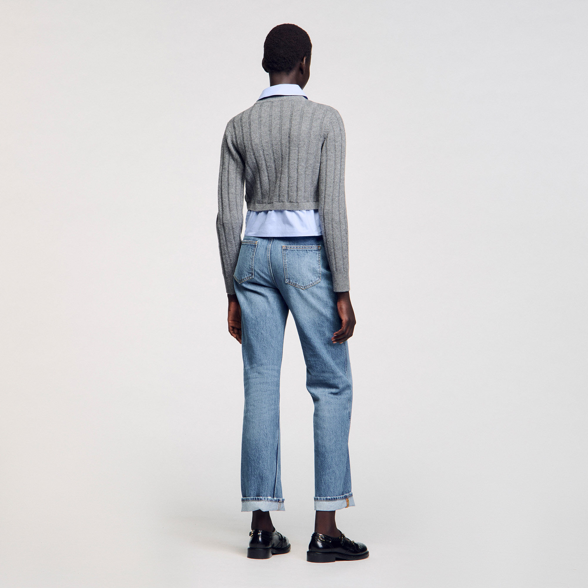 CROPPED WOOL AND CASHMERE SWEATER - 5