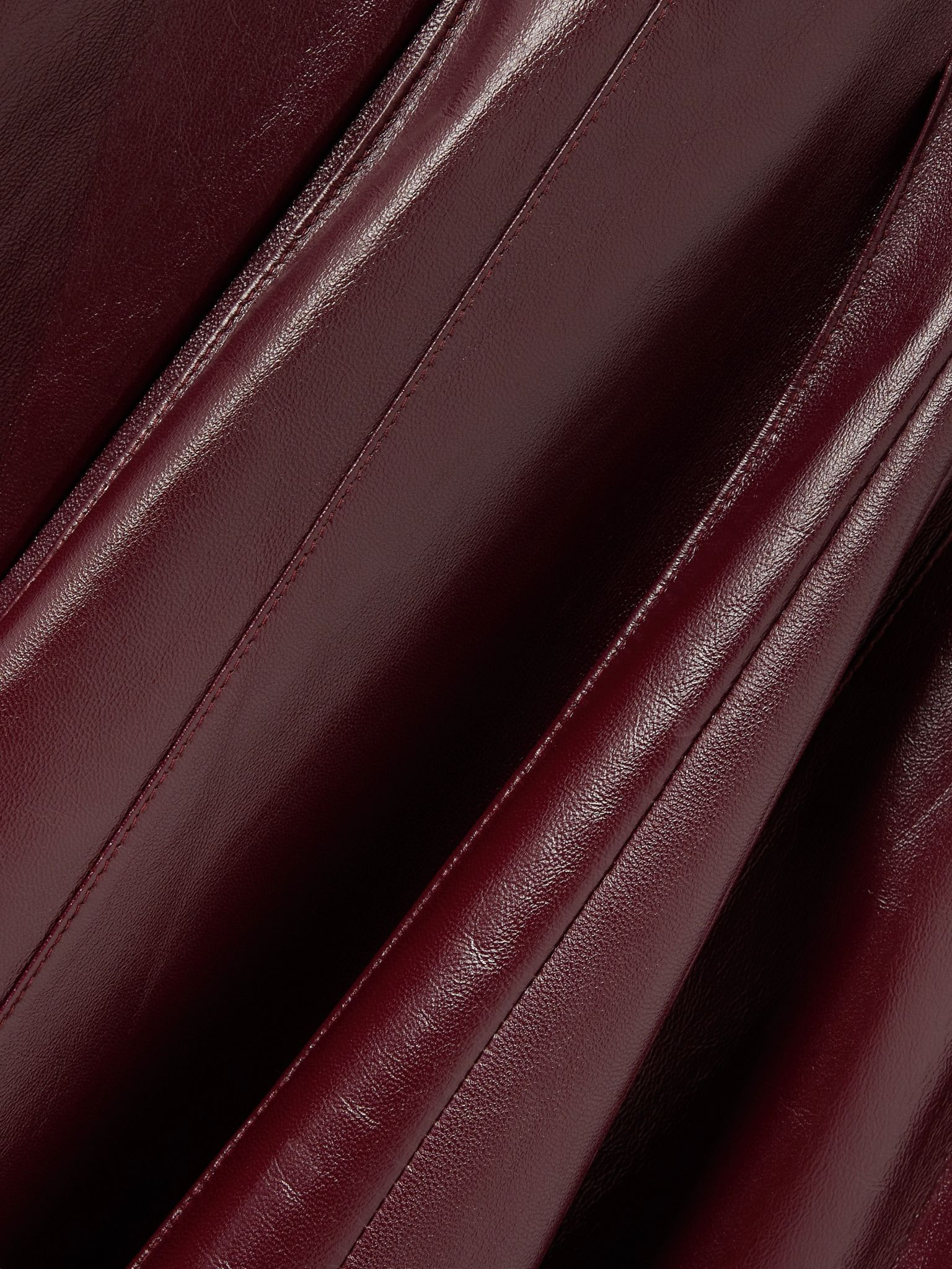 Pleated glossed-leather midi skirt Red - 5