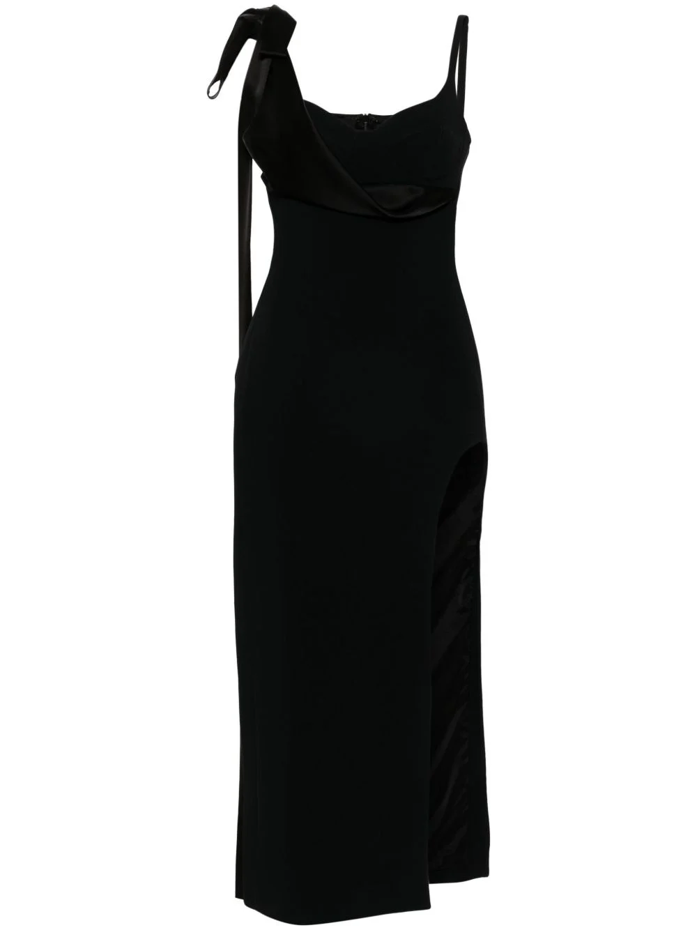 satin-bow midi dress - 1