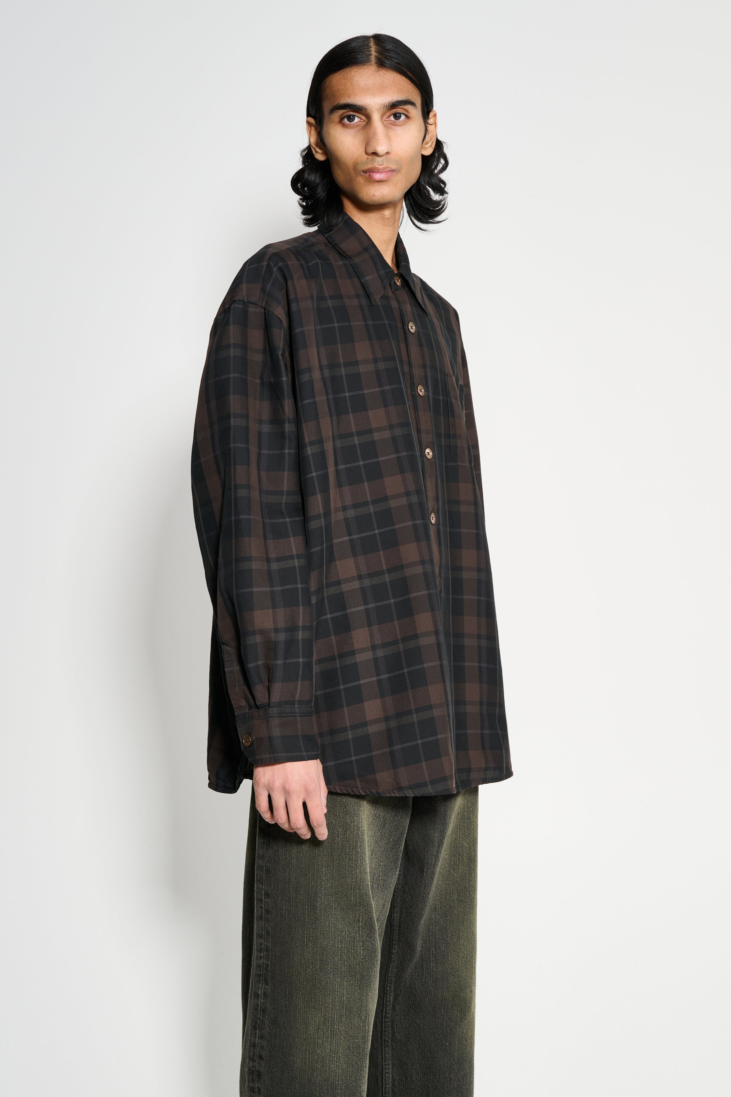 OUR LEGACY BORROWED SHIRT BLACK SHEER SHADOW CHECK - 3