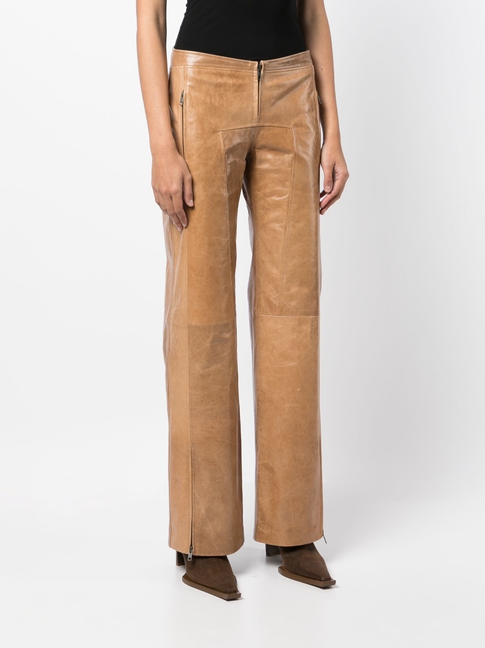 leather flared trousers - 3