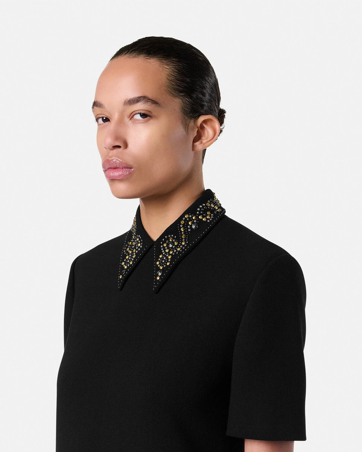 Studded Wool Crêpe A-Line Mini Dress - 3