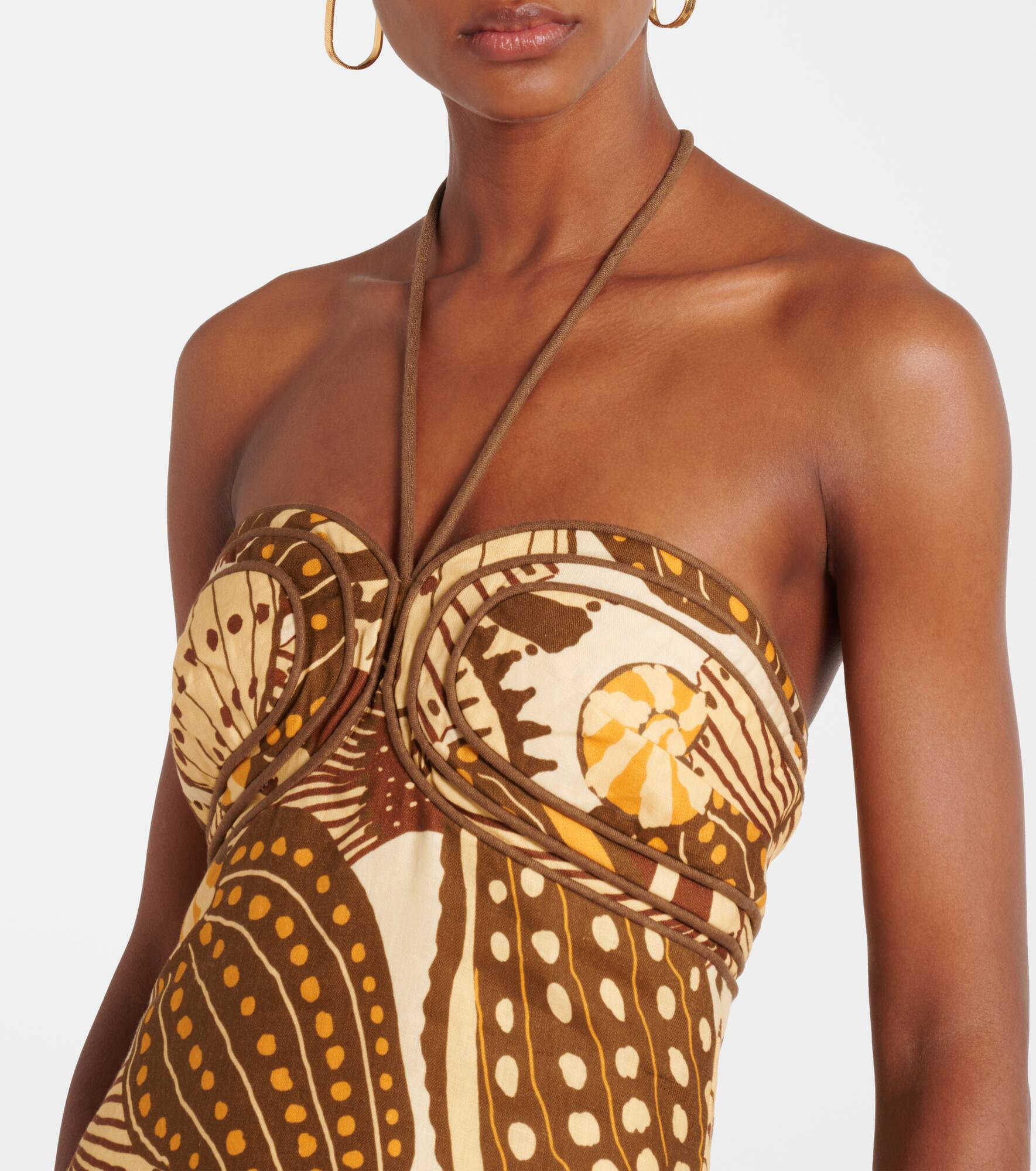 Shell Mix printed linen midi dress - 4