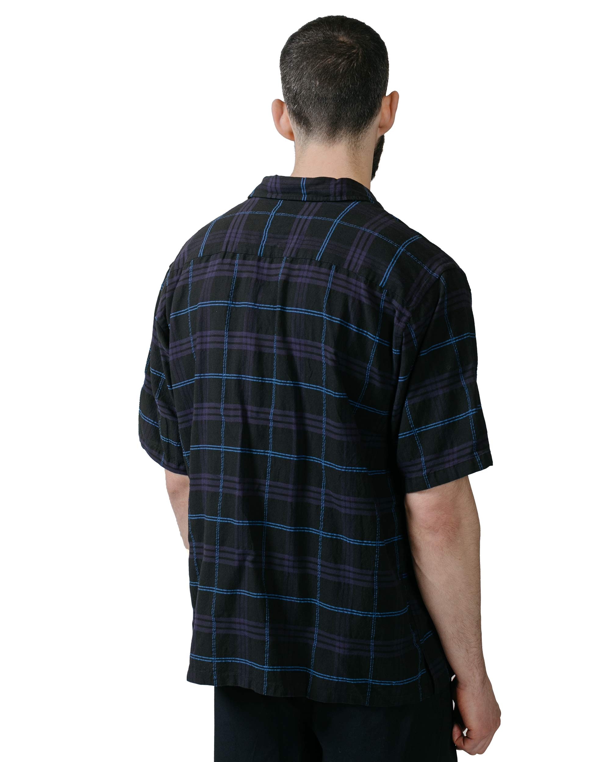 Ivan Relaxed Textured Check SS Shirt Dark Navy - 3