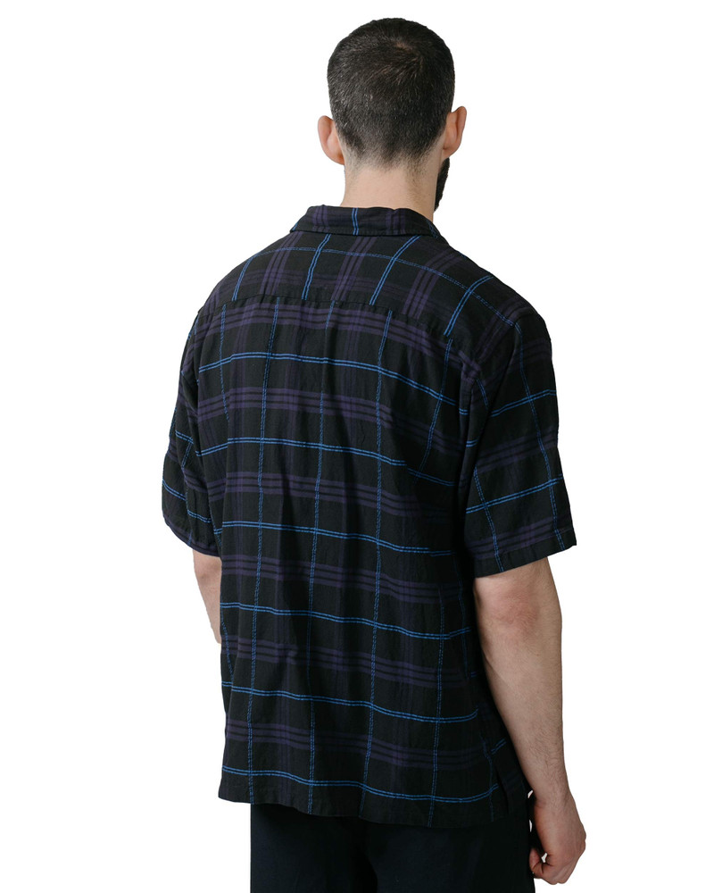 Ivan Relaxed Textured Check SS Shirt Dark Navy 3