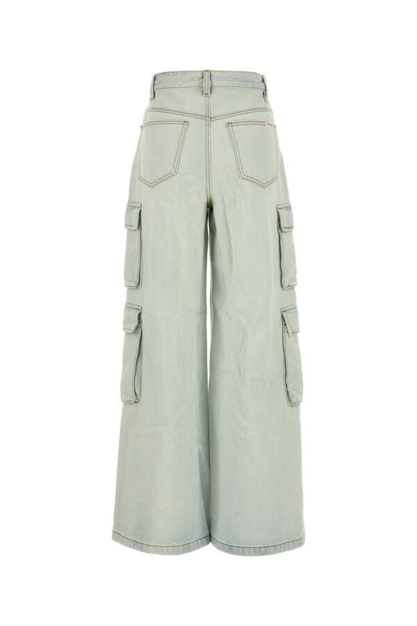 Self Portrait Women Bleach Wash Denim Cargo Jeans - 2