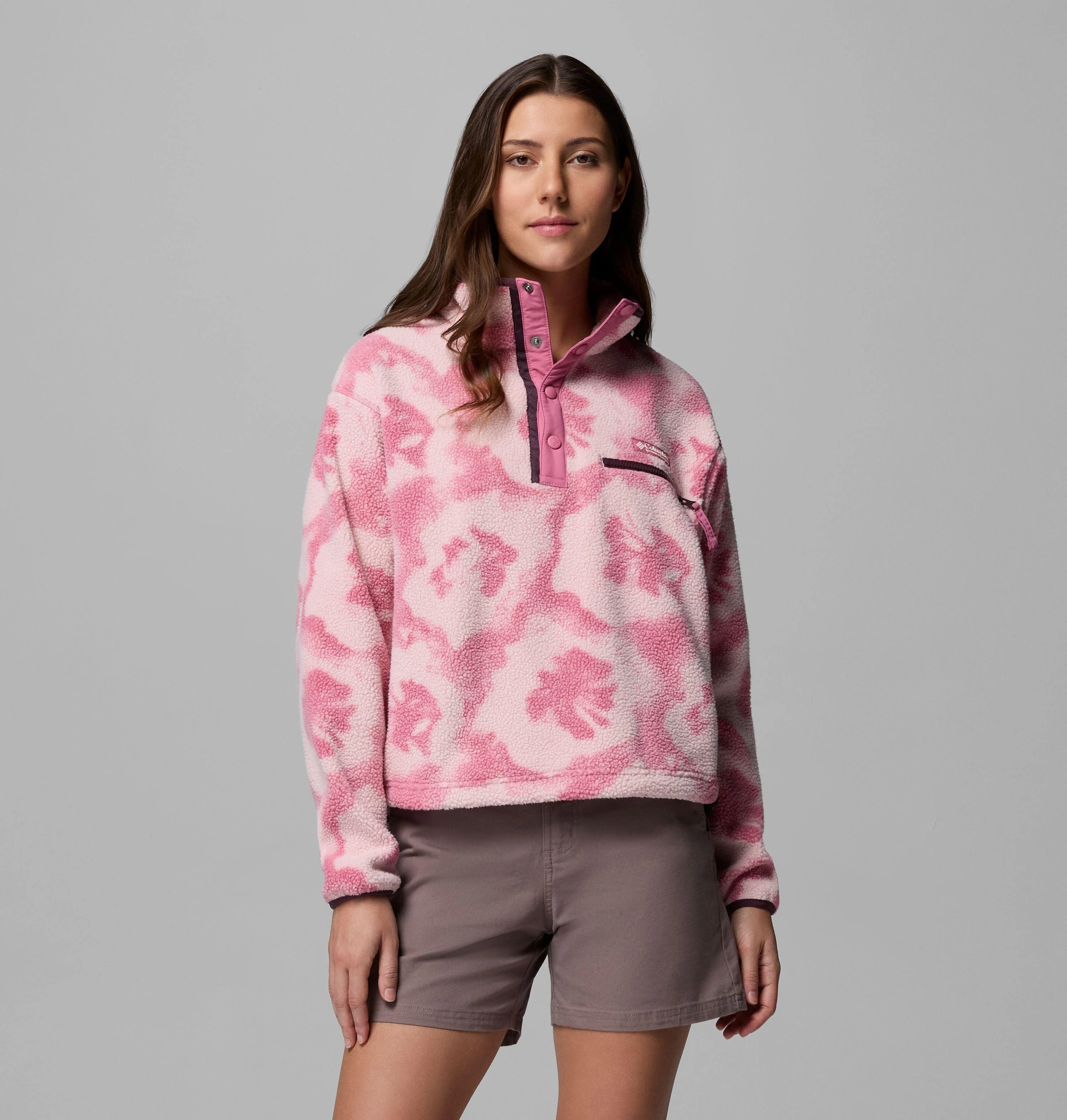 Women's Helvetia II Printed Cropped Half Snap Fleece Pullover - 1