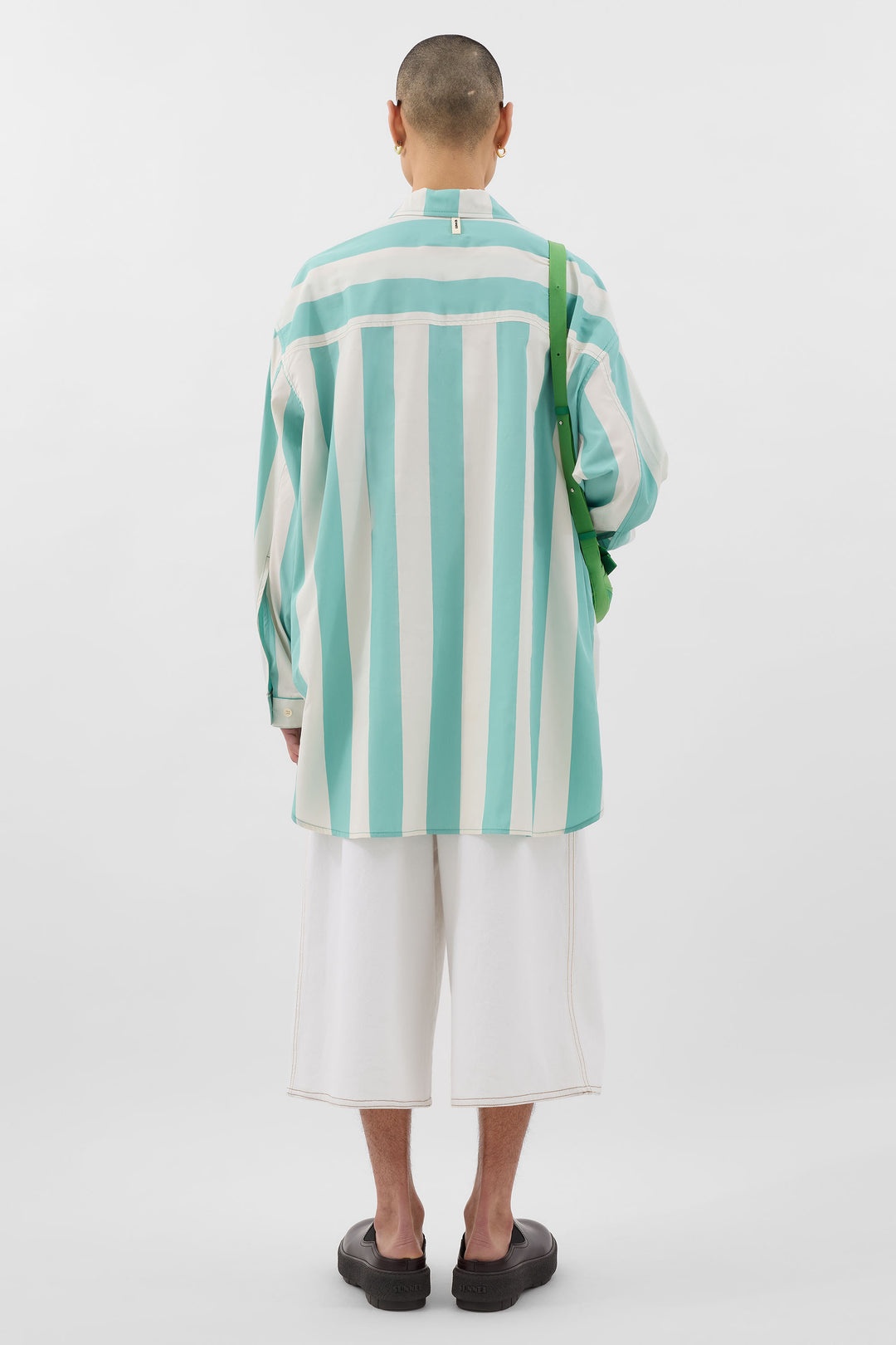 MEGA OVER SHIRT / off white & green stripes - 5