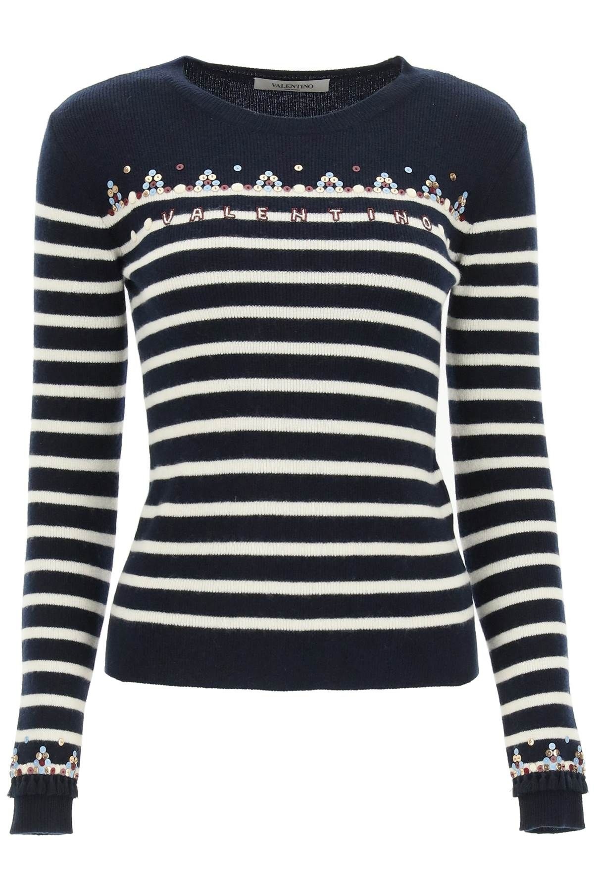 SEQUIN EMBROIDERED STRIPED SWEATER - 1