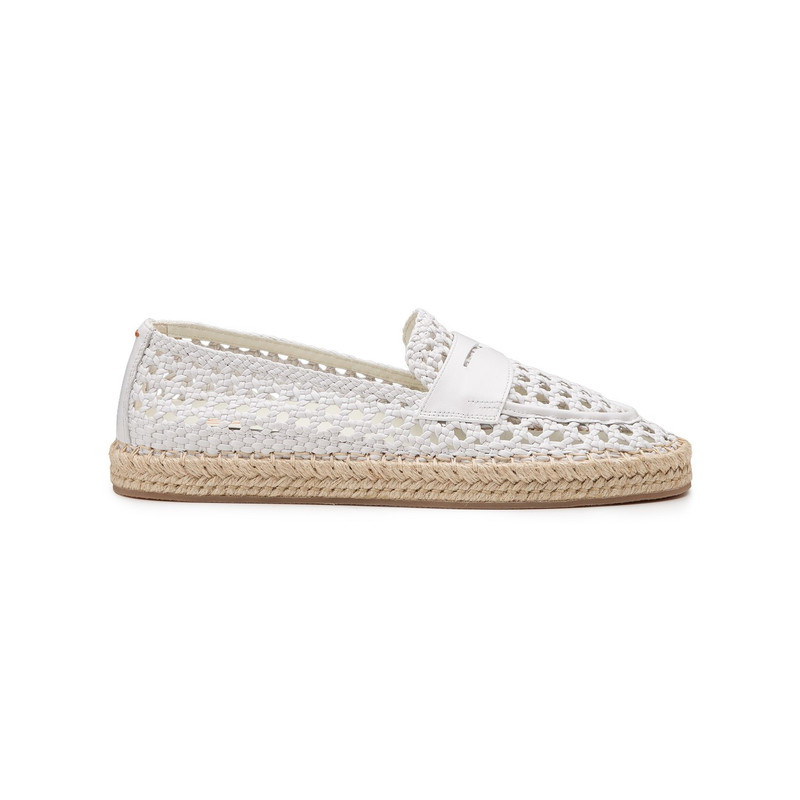 Women's white woven leather espadrillas 1