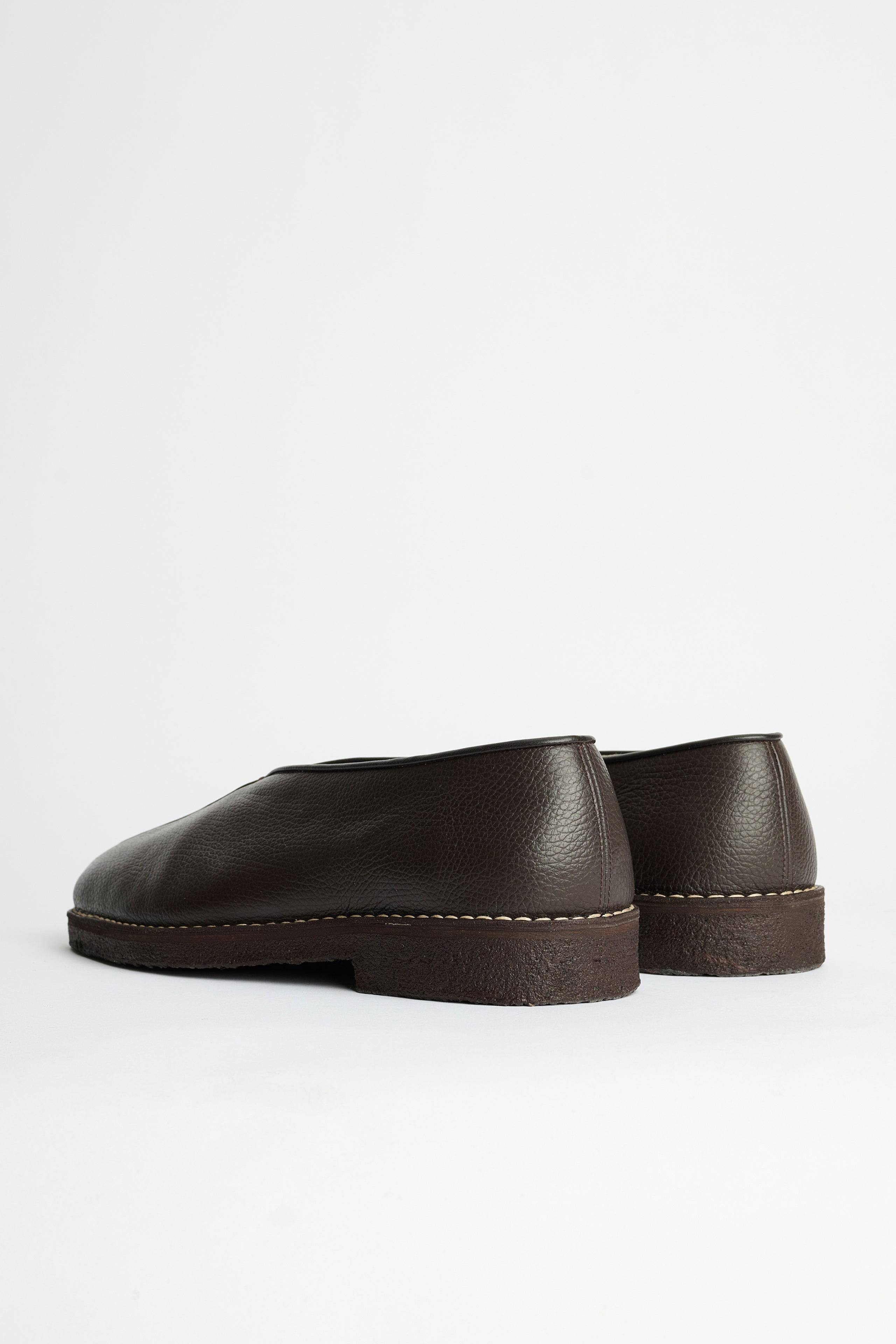 LEMAIRE PIPED CREPE SLIPPERS DARK BROWN - 5