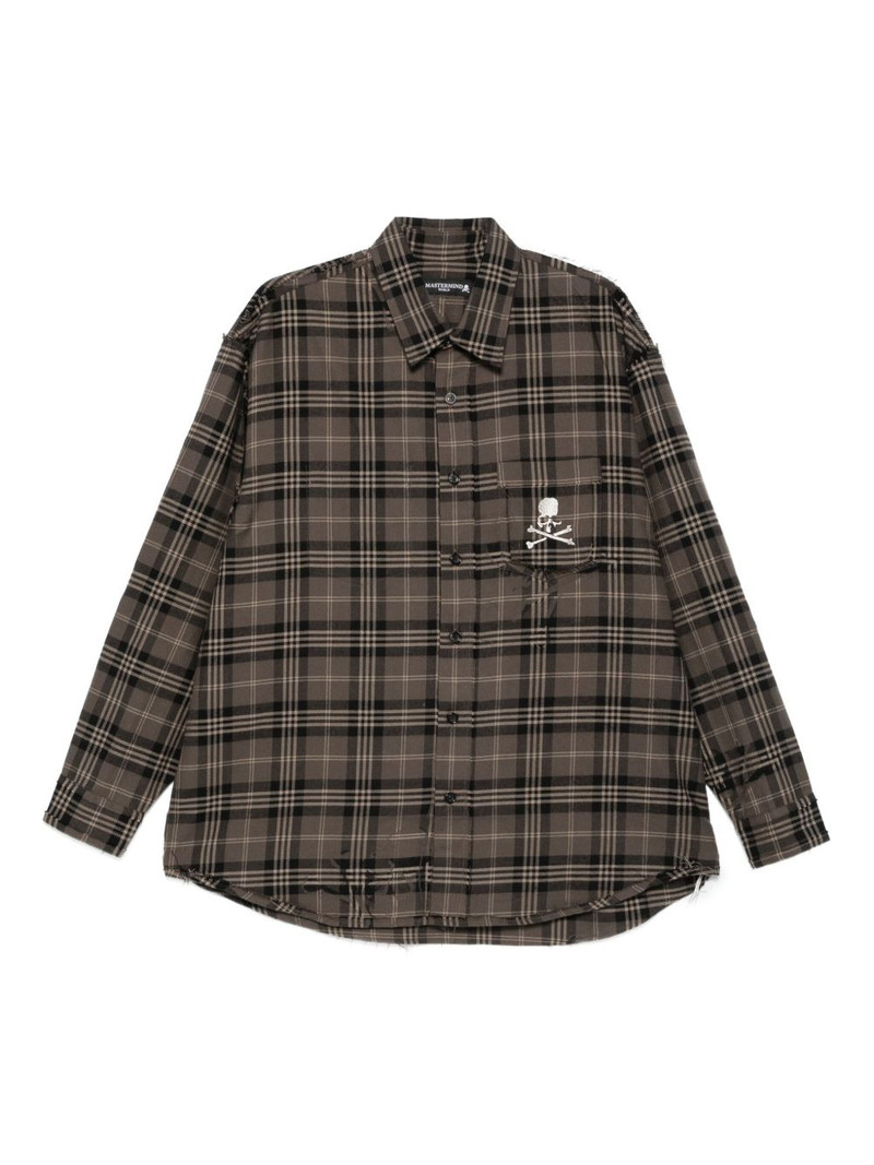 skull-embroidered plaid shirt 1