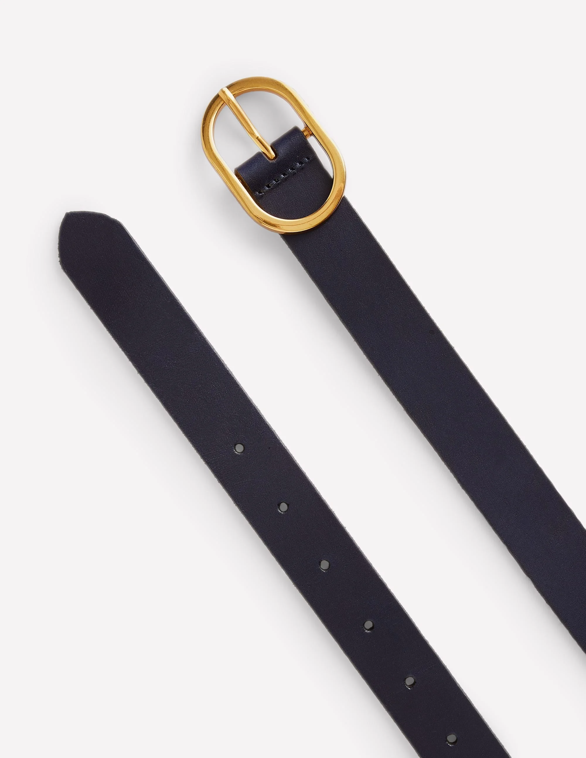 Classic Leather Belt-Navy - 1