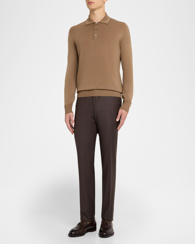Canali Men's Wool Knit Long-Sleeve Polo Shirt outlook