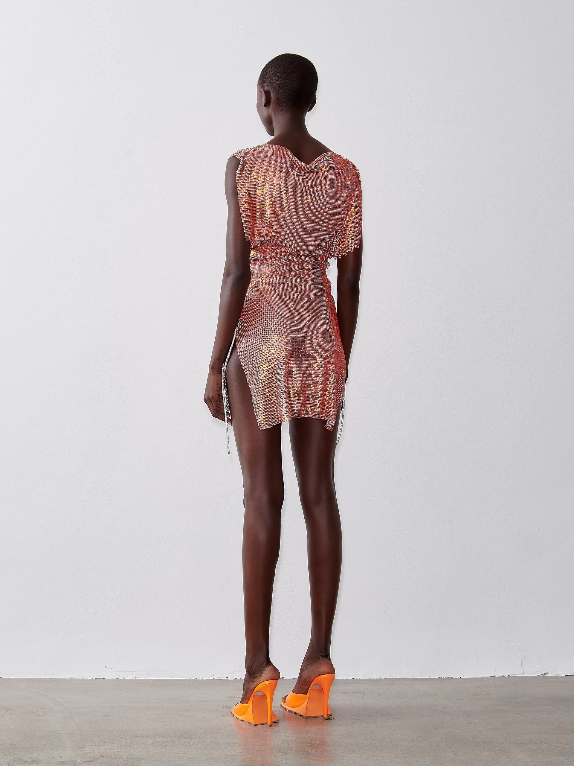 RHINESTONED BAMM BAMM DRESS APEROL SPRITZ - 4