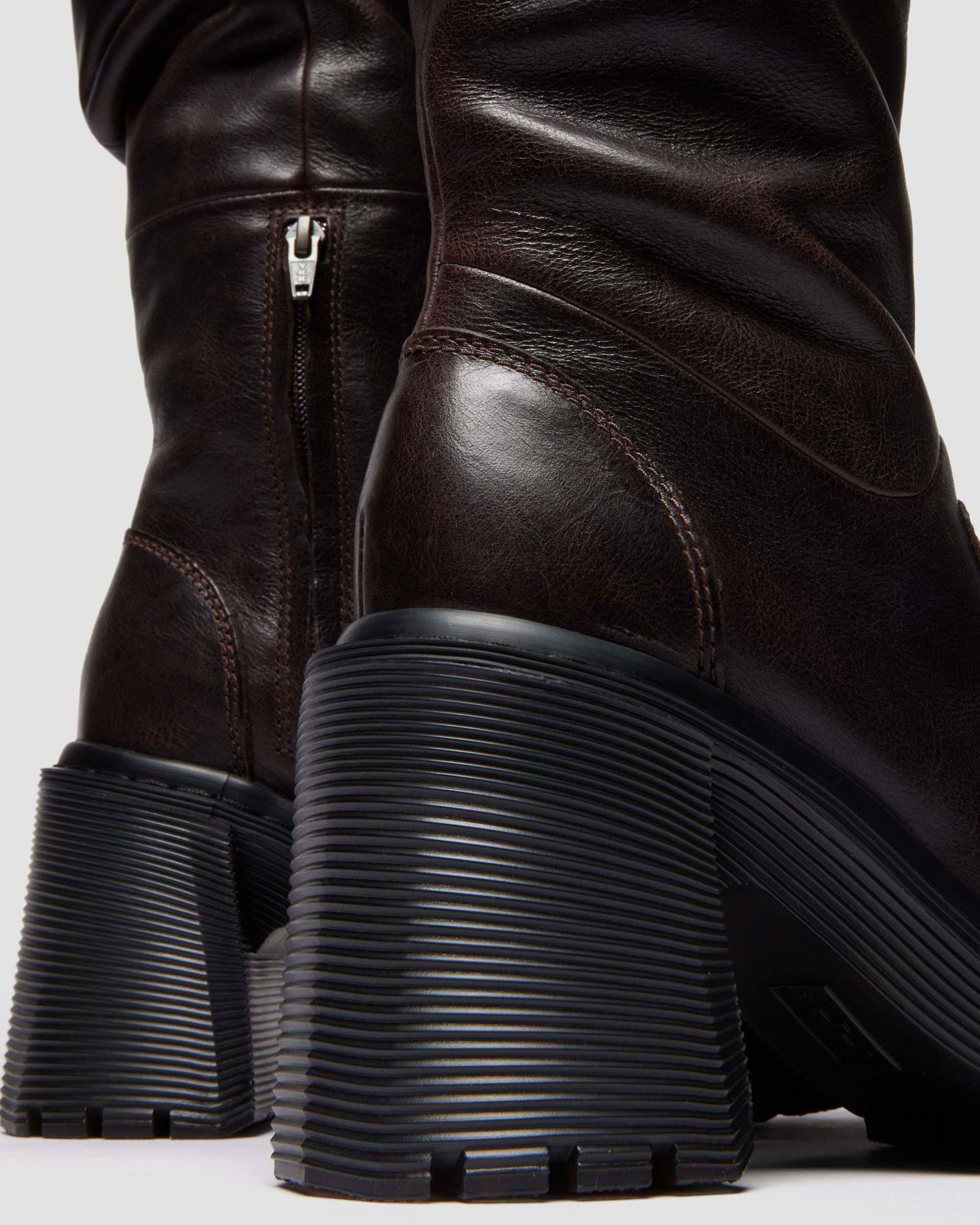 Kasey Kinsley Leather Knee High Heeled Boots - 7