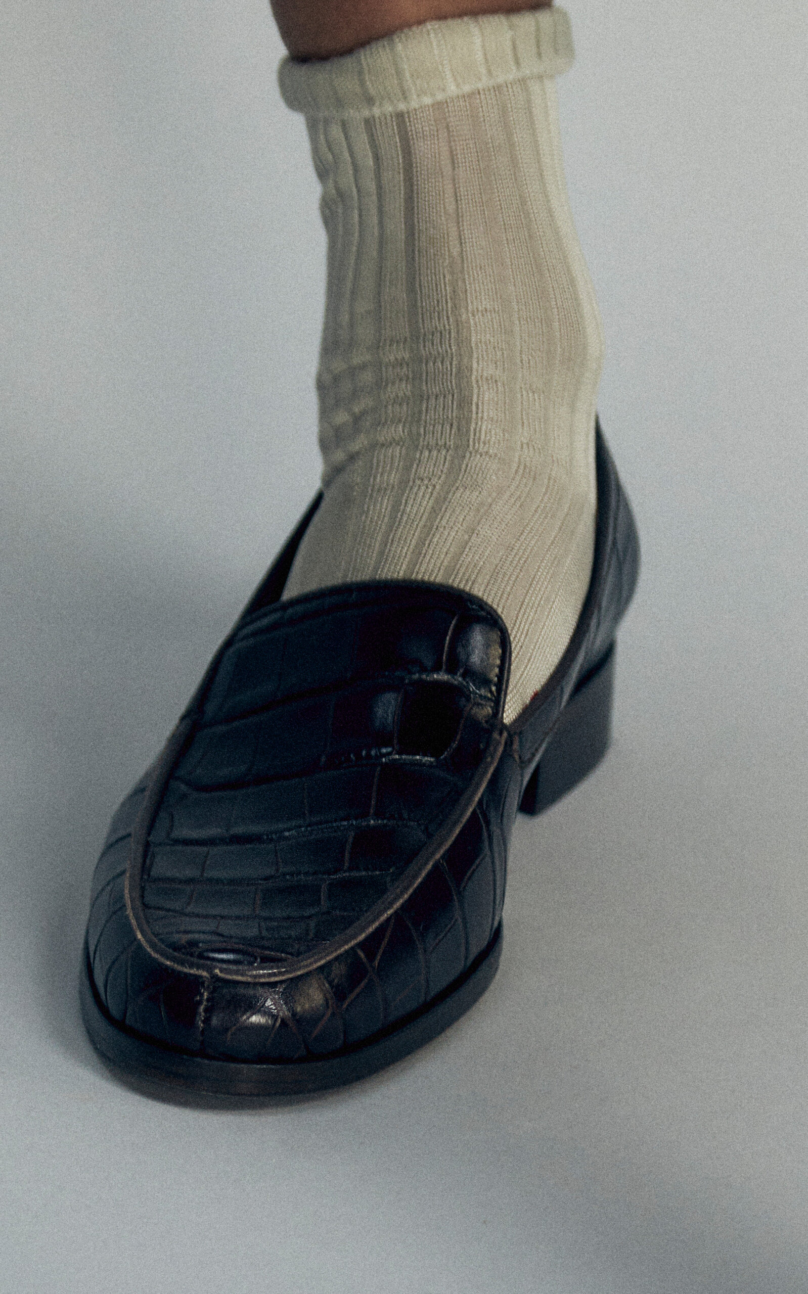 Danielle Croc-Effect Leather Loafers black - 3