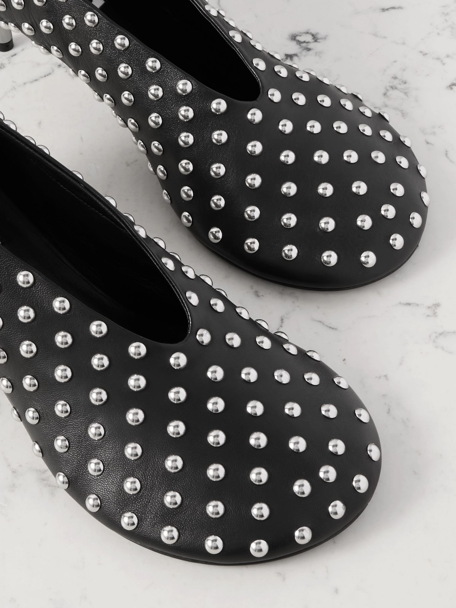 Studded leather pumps Black - 4