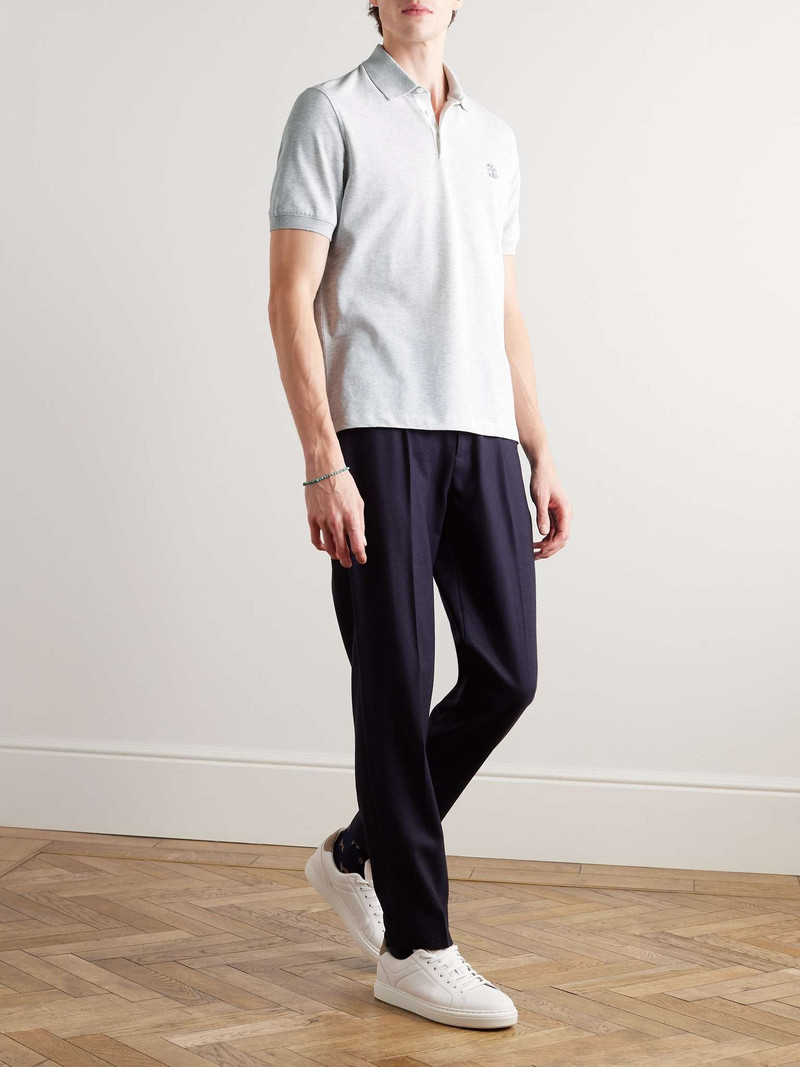 Brunello Cucinelli Logo-Print Cotton-Piqué Polo Shirt outlook
