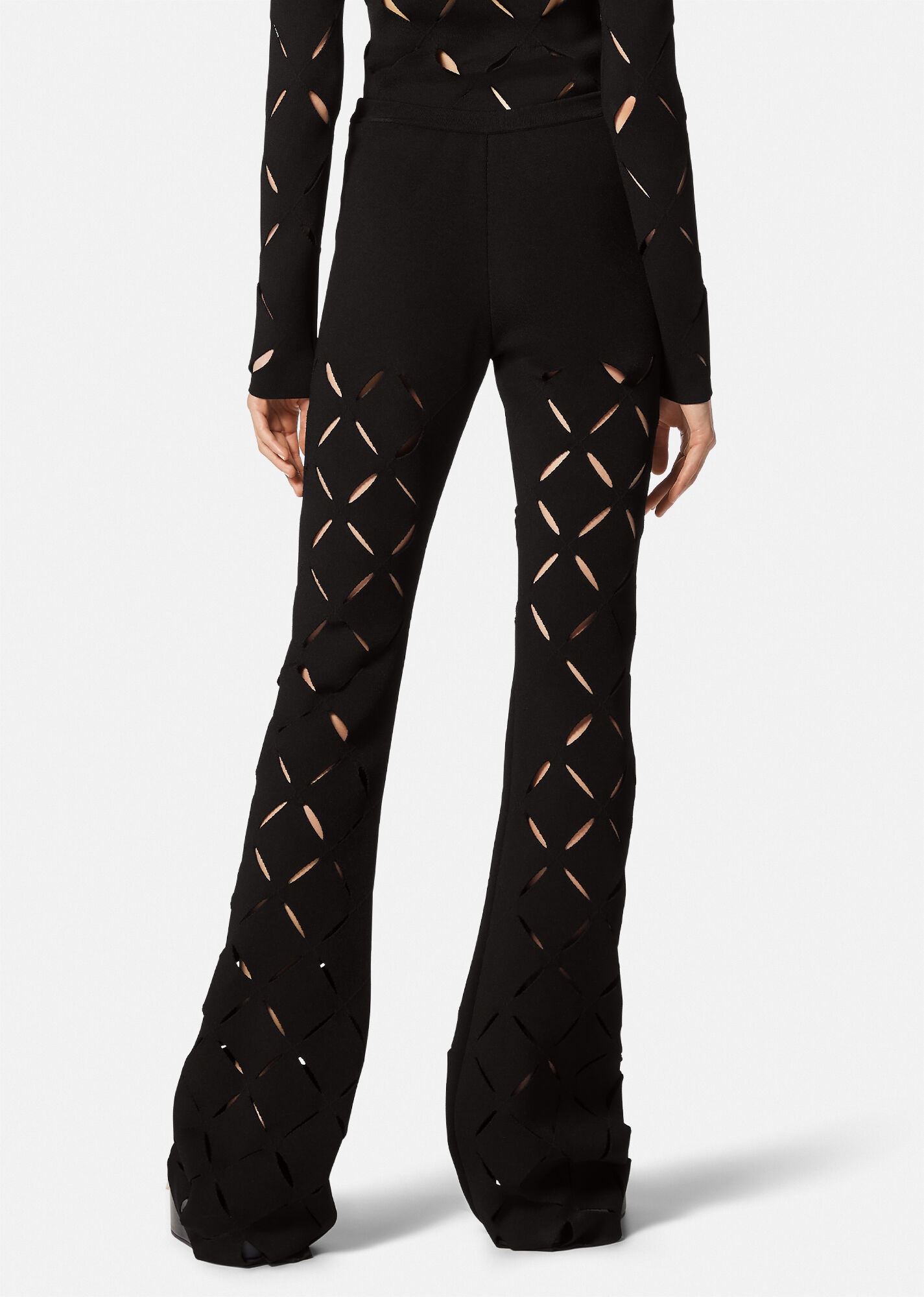 Slashed Knit Flared Pants - 4