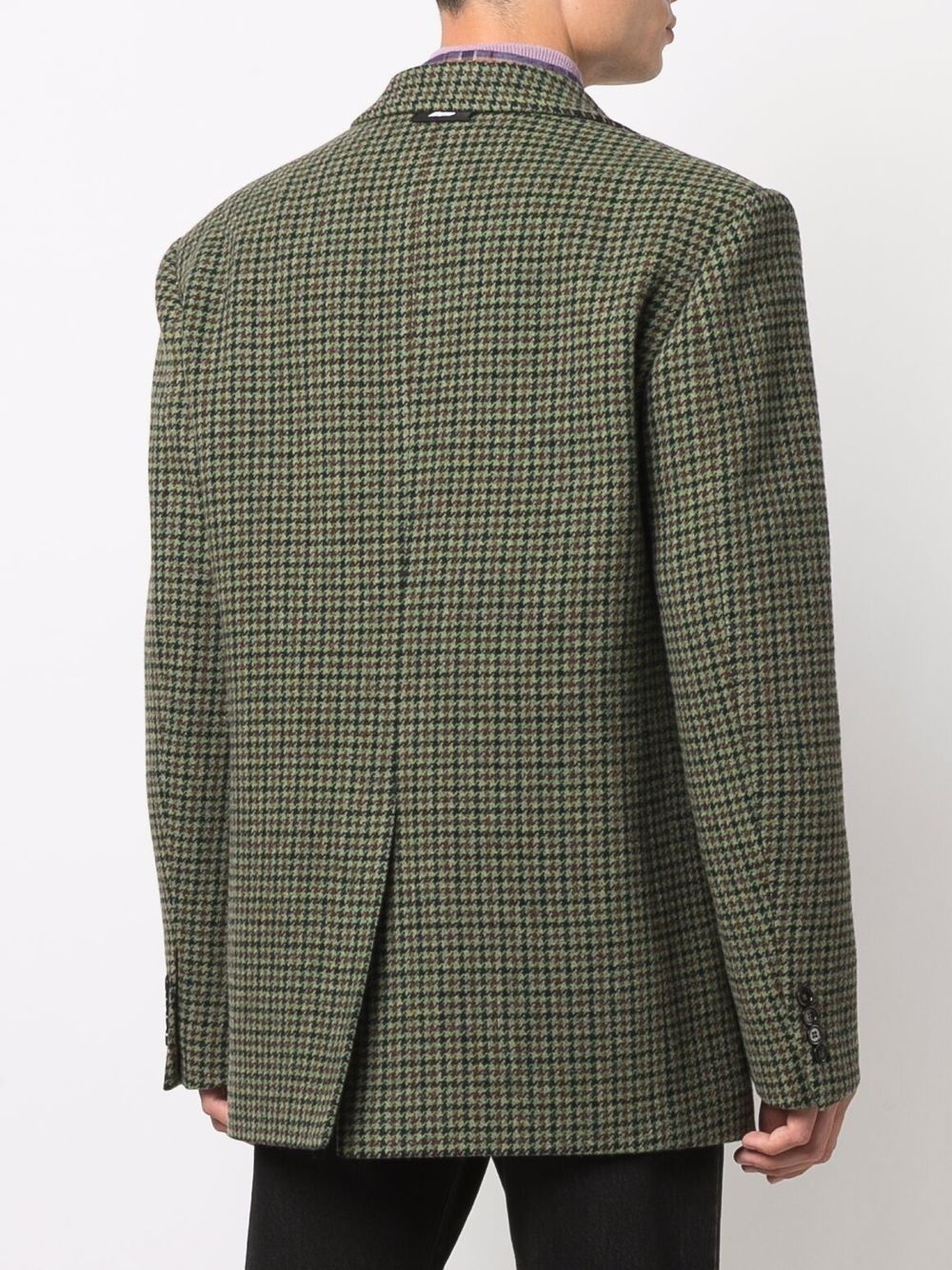 check-print wool blazer - 4