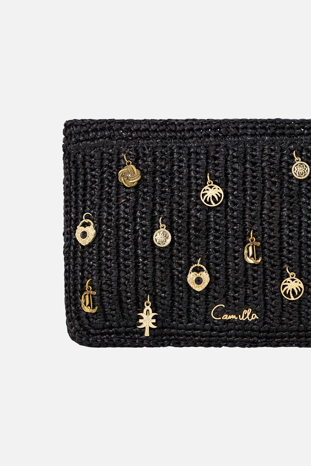 RAFFIA CLUTCH WITH CHARMS - 2