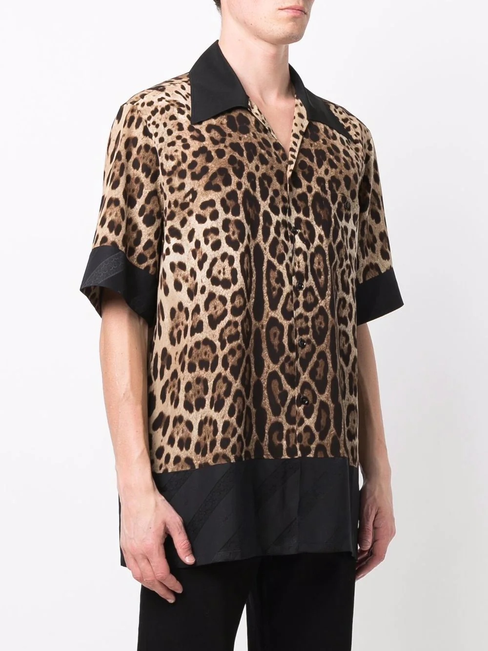 leopard-print short-sleeve silk shirt - 3