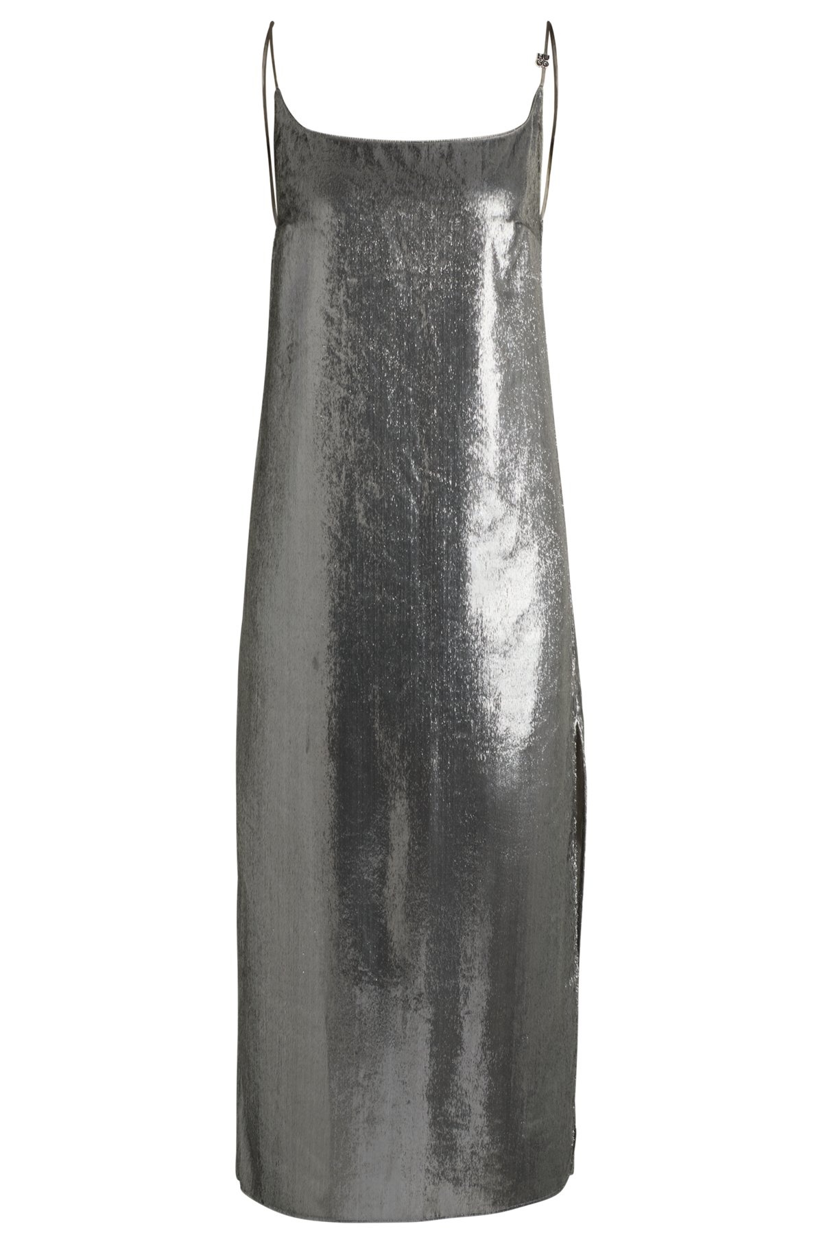 STRAPPY DRESS IN SILVER-TONE FABRIC WITH REAR TIE - 1
