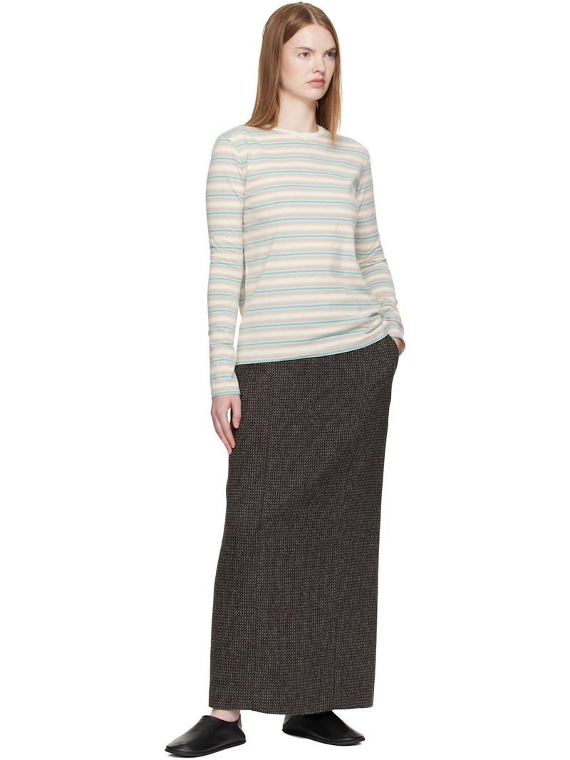 AURALEE Blue & Beige Gradient Stripe Jersey L/S T-shirt outlook