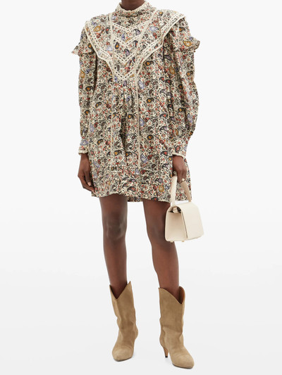 Isabel Marant Étoile Rebel lace-trimmed paisley-print cotton mini dress outlook