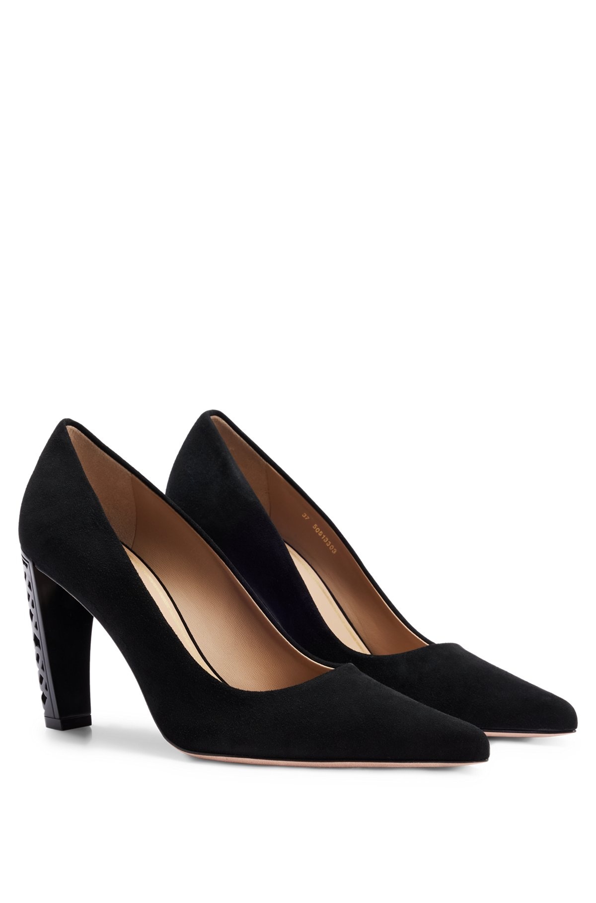 SUEDE PUMPS WITH MONOGRAM-STRUCTURED HEEL - 2