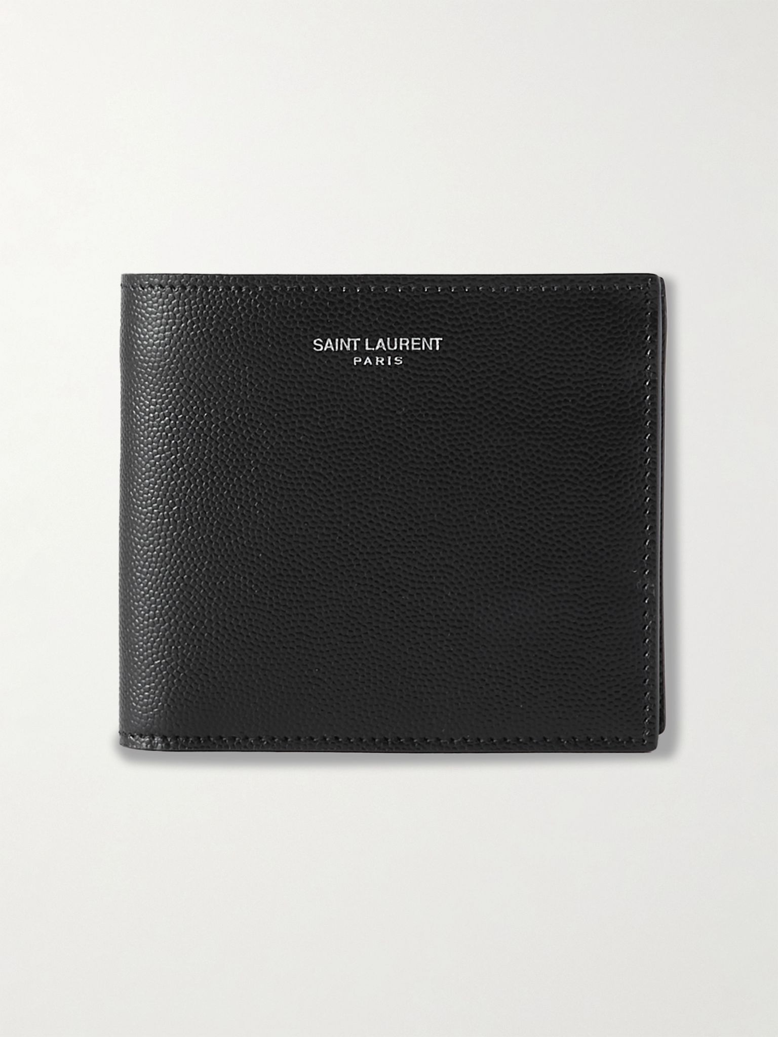 Pebble-Grain Leather Billfold Wallet Black - 1