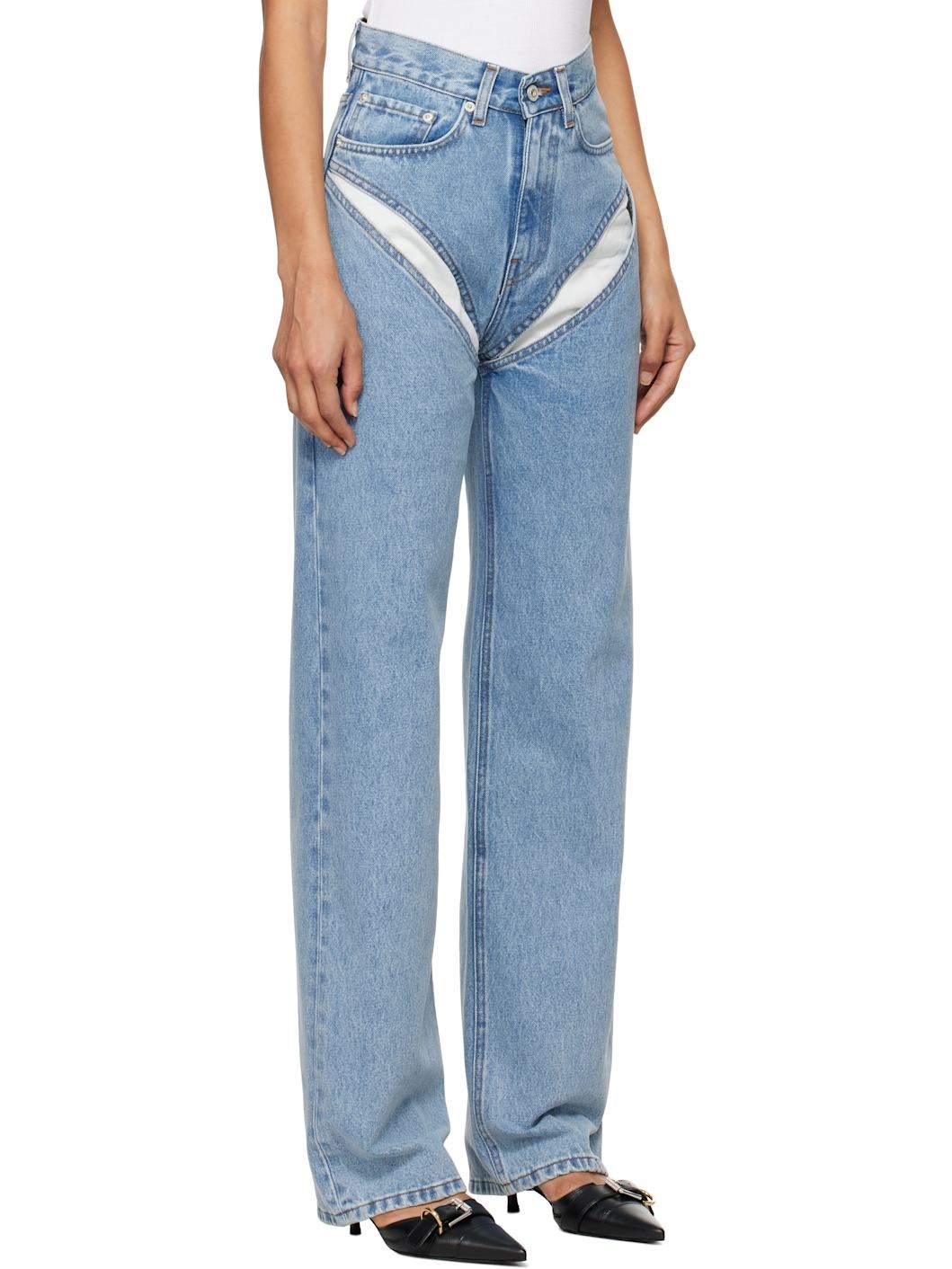 Blue Cut Out Jeans - 2
