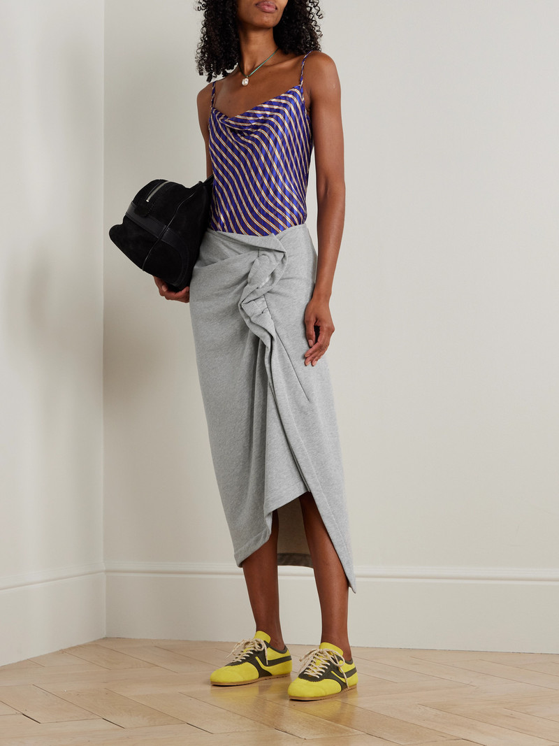 Dries Van Noten Gathered Ruffled Asymmetric Cotton-jersey Midi Skirt outlook