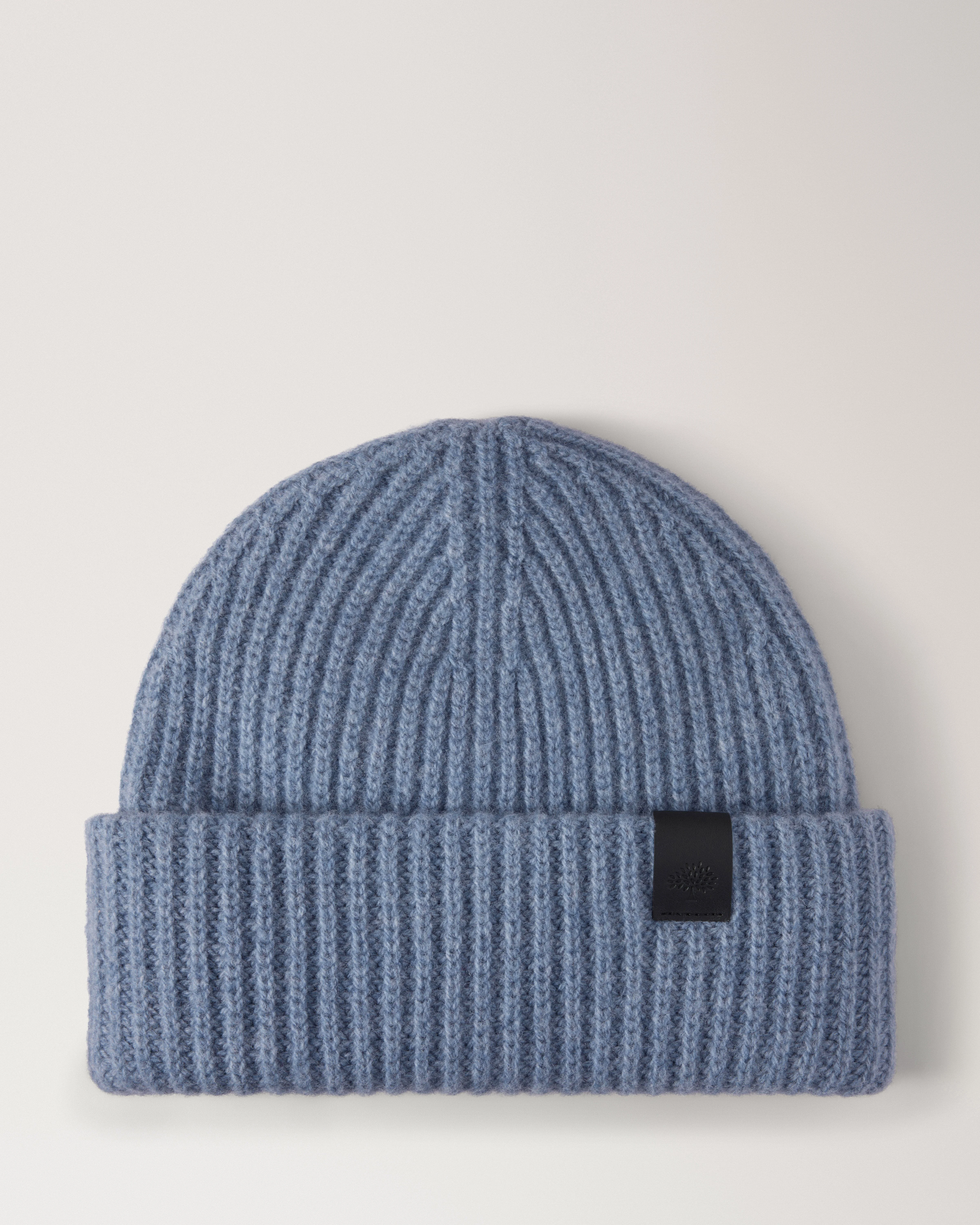 Chunky Ribbed Beanie Denim Merino Wool - 1