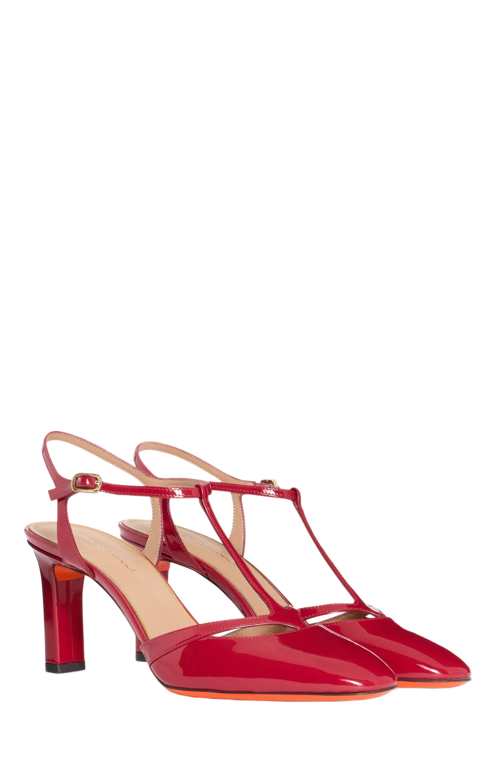 Santoni Women's  patent leather high-heel T-bar pump in Red at Nordstrom - 2