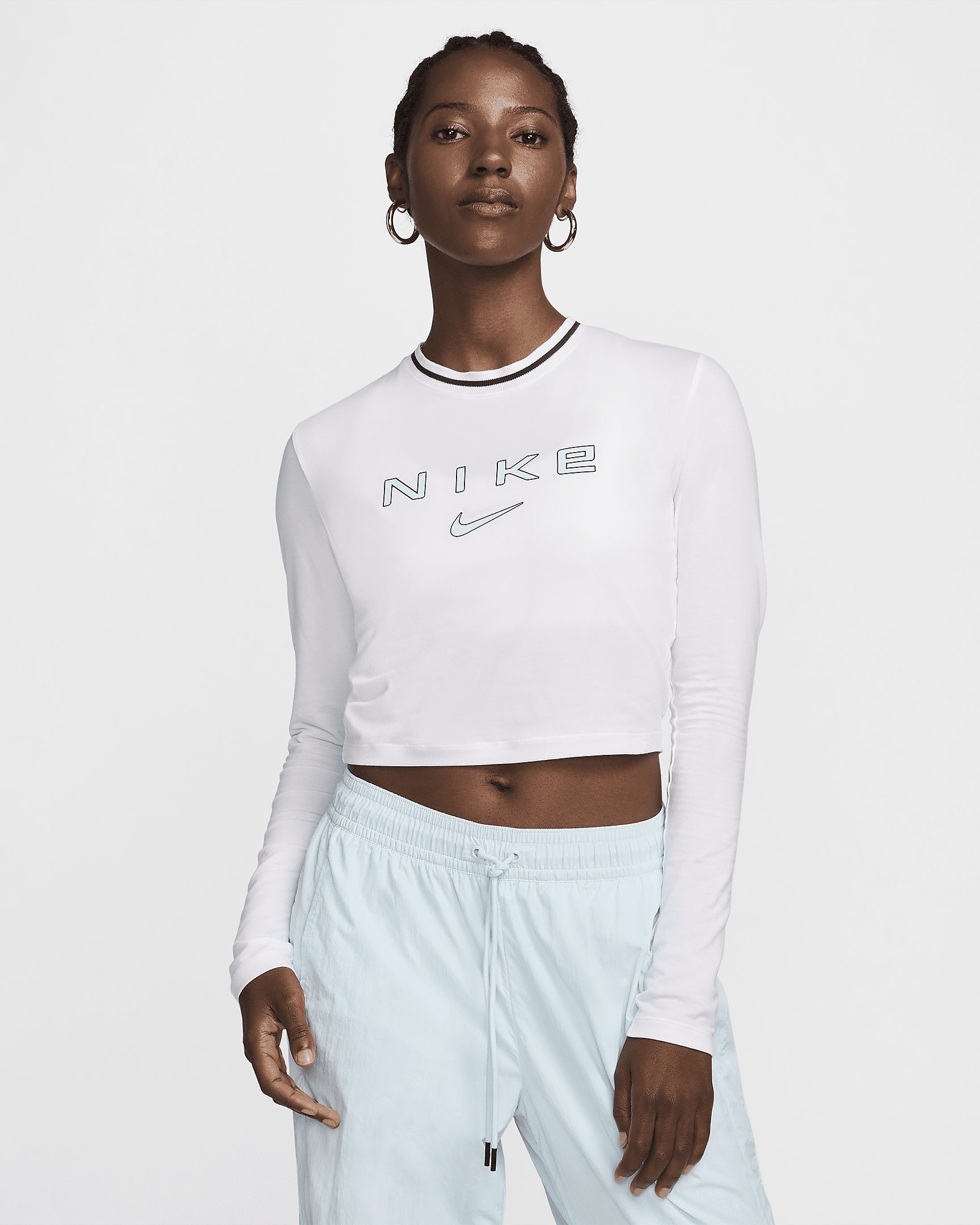 Women's Nike Sportswear Chill Knit Slim Long-Sleeve Cropped Graphic Tee - 1