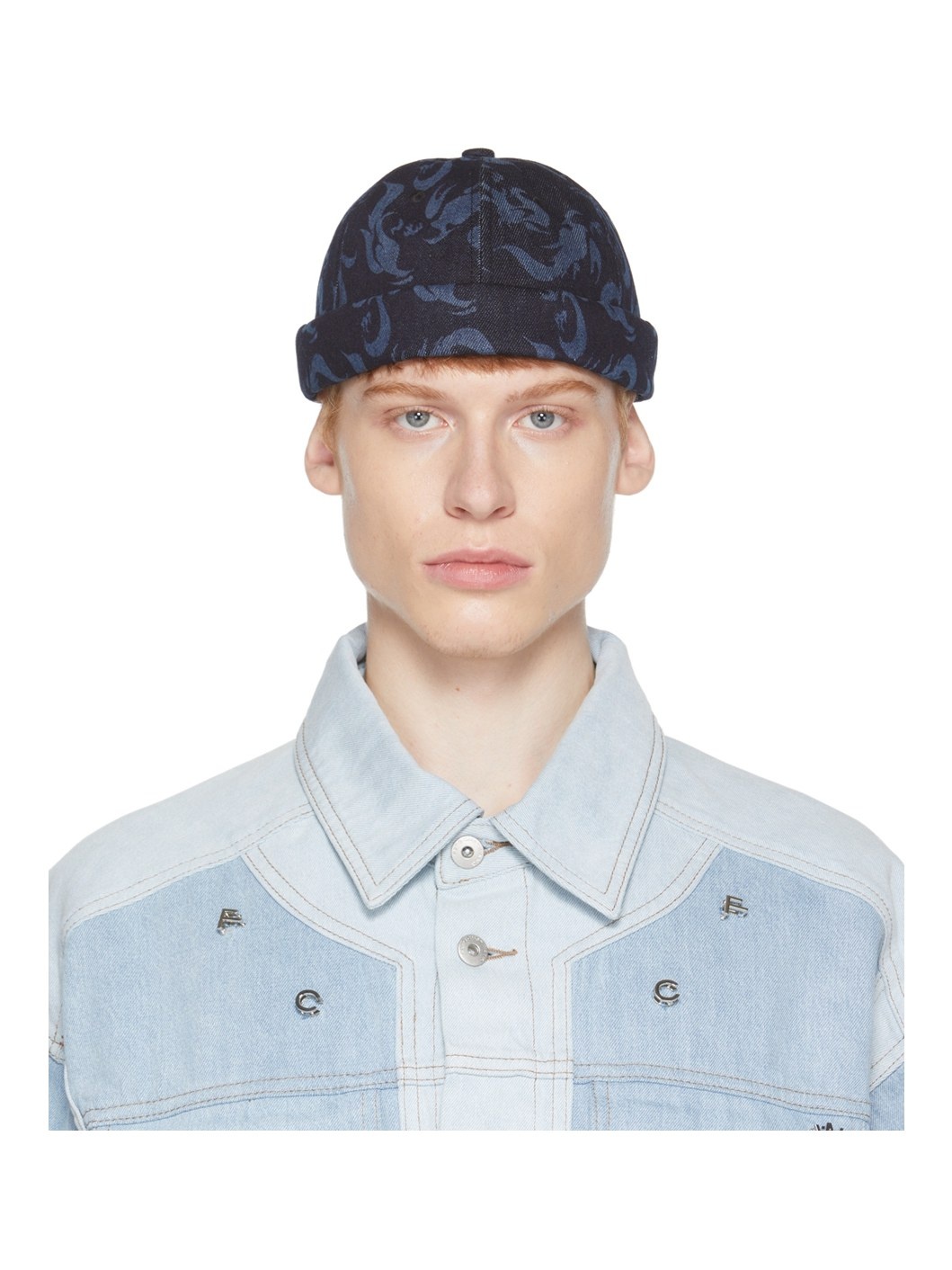 Navy Denim Phoenix Brimless Cap - 1