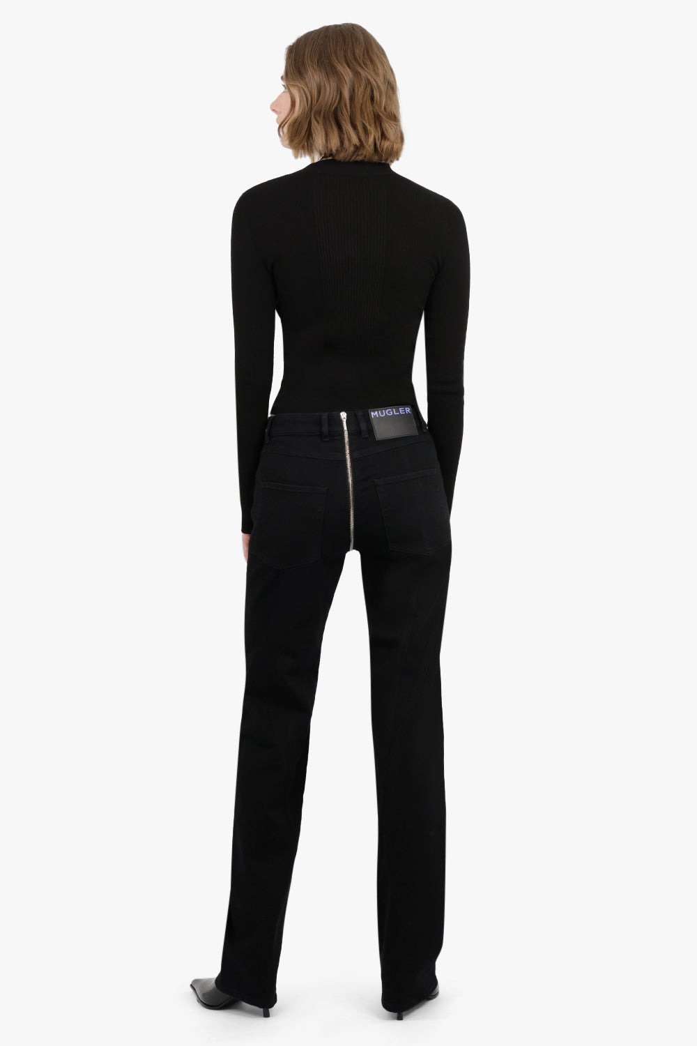 FRONT ZIP DETAIL PANTS | BLACK - 4
