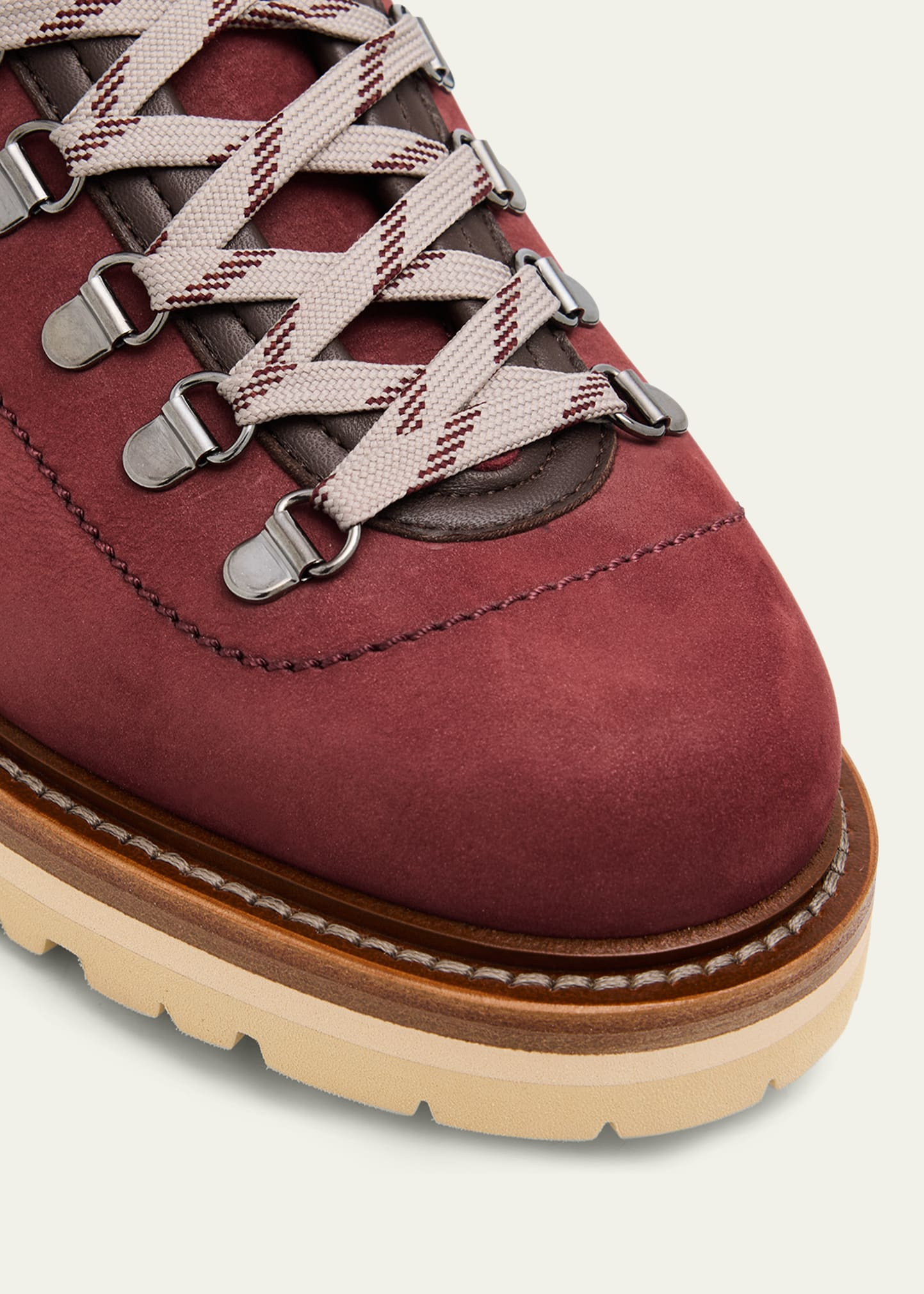 Men's Nubuck Fabric-Collar Hiking Boots - 6