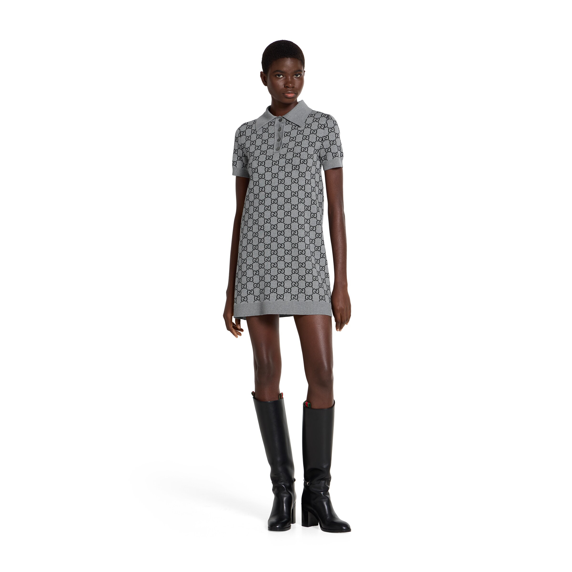 GG wool jacquard polo dress - 2