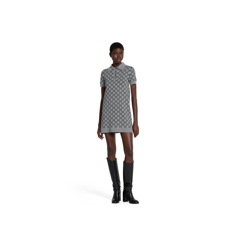 GUCCI GG wool jacquard polo dress outlook