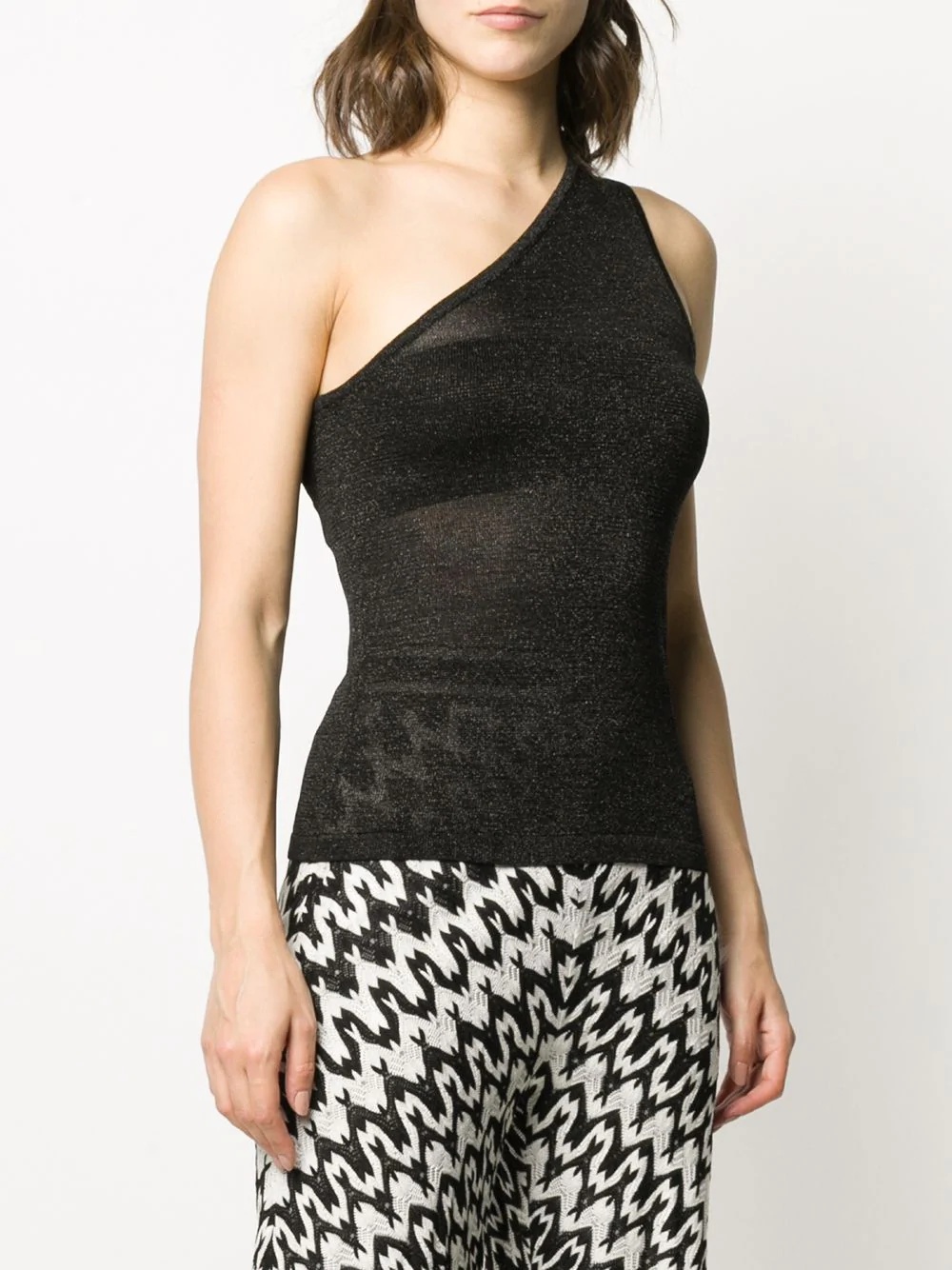 one-shoulder fitted top - 3