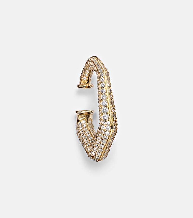 Carved 18kt gold ear cuff with diamonds 1
