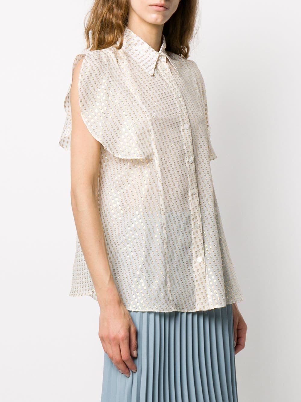 jacquard-pattern silk blouse - 3