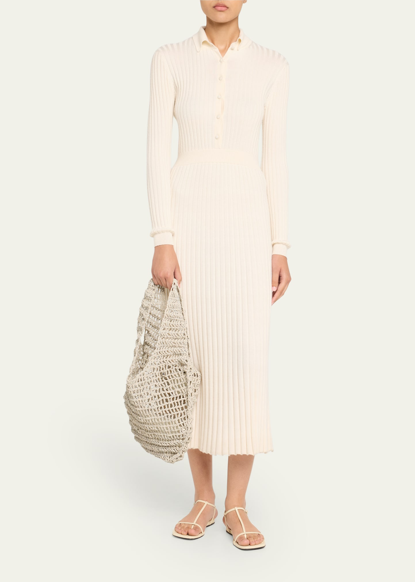 Crochet Market Shoulder Bag in Nappa Leather - 6