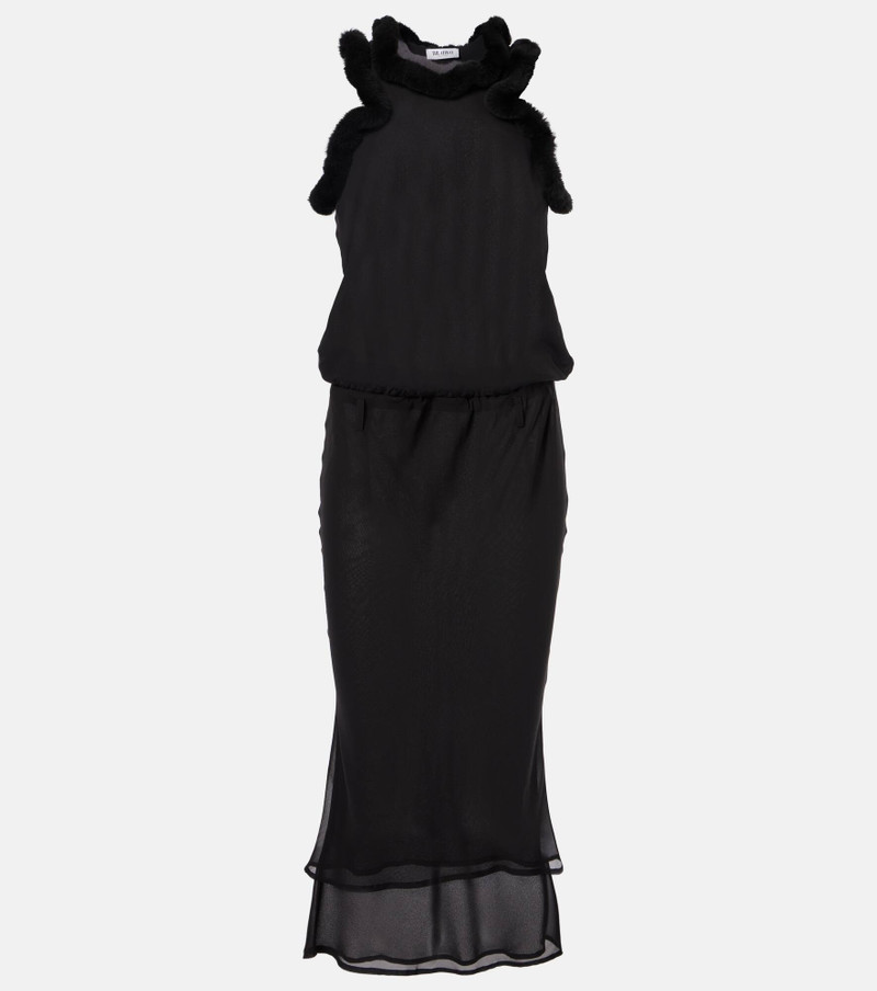 Faux fur-trimmed midi dress - 1