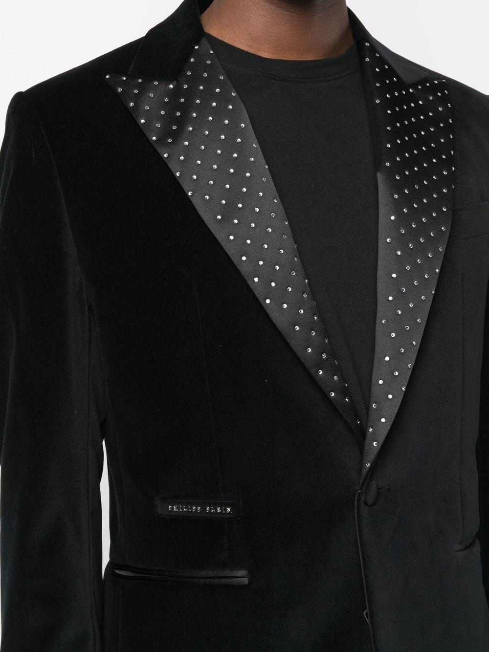single-breasted velvet blazer - 5