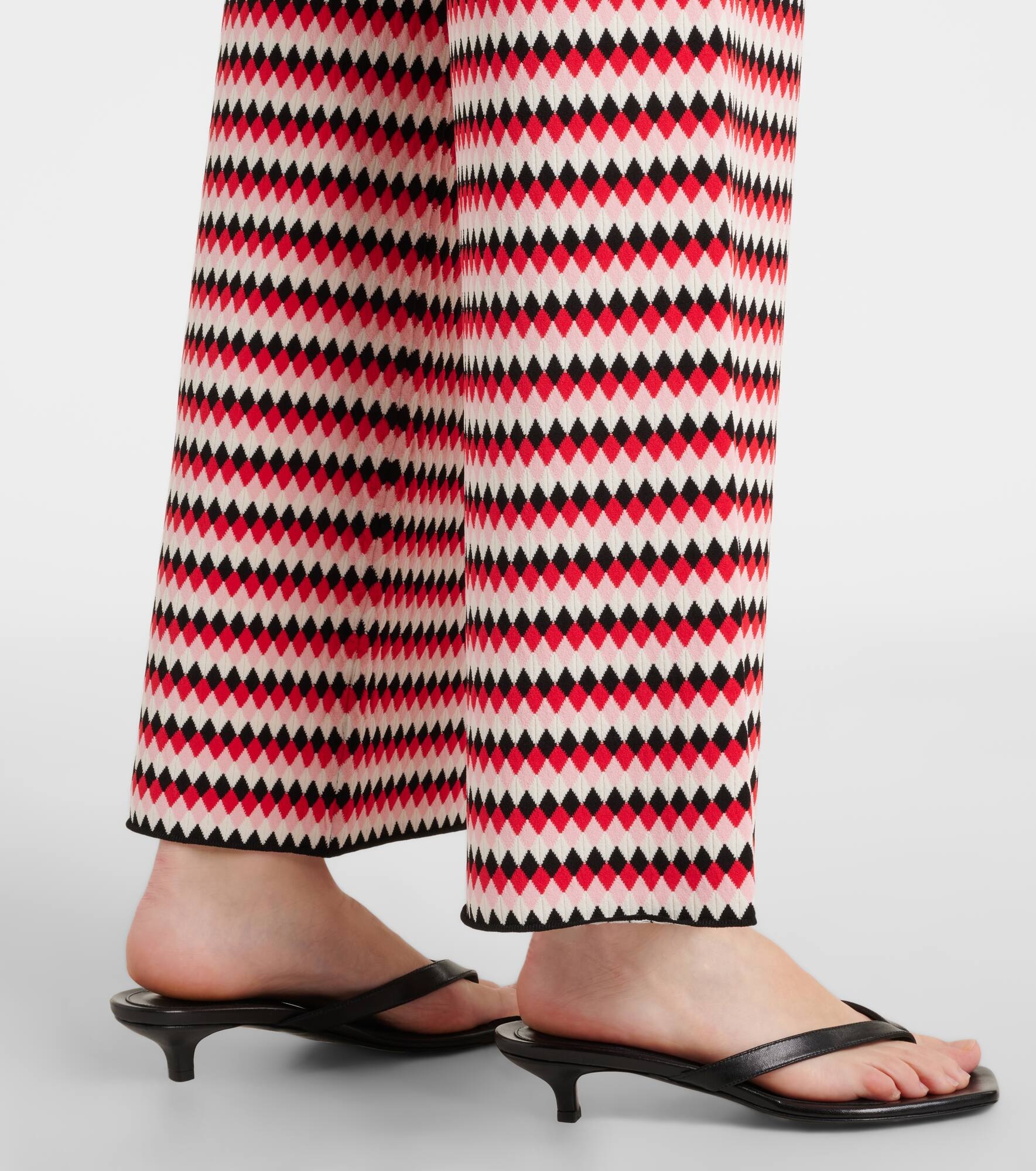 Checkers knitted wide-leg pants - 5